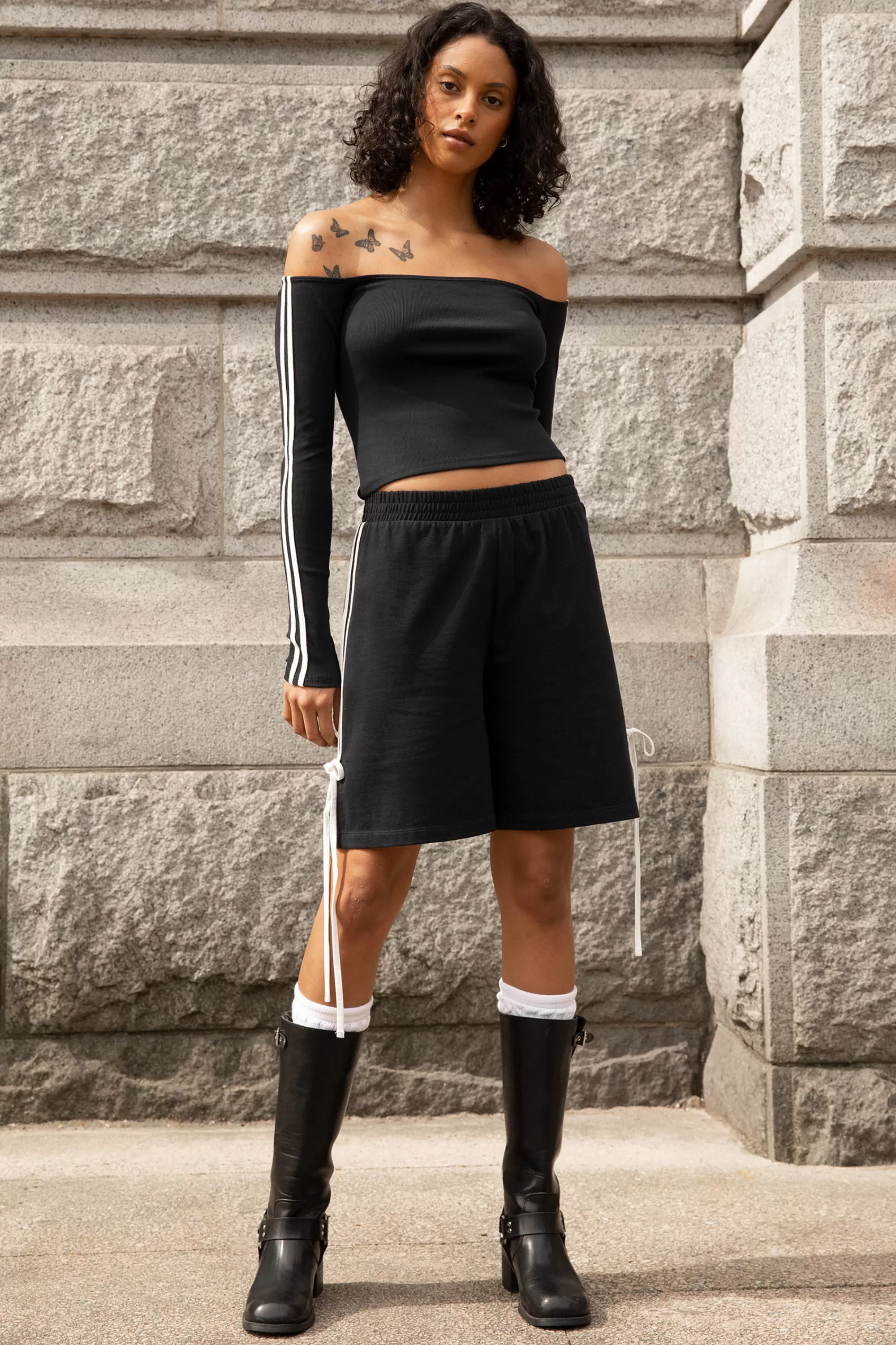 OAK + FORT OFF THE SHOULDER TOP WITH SIDE DETAIL | Women Tops