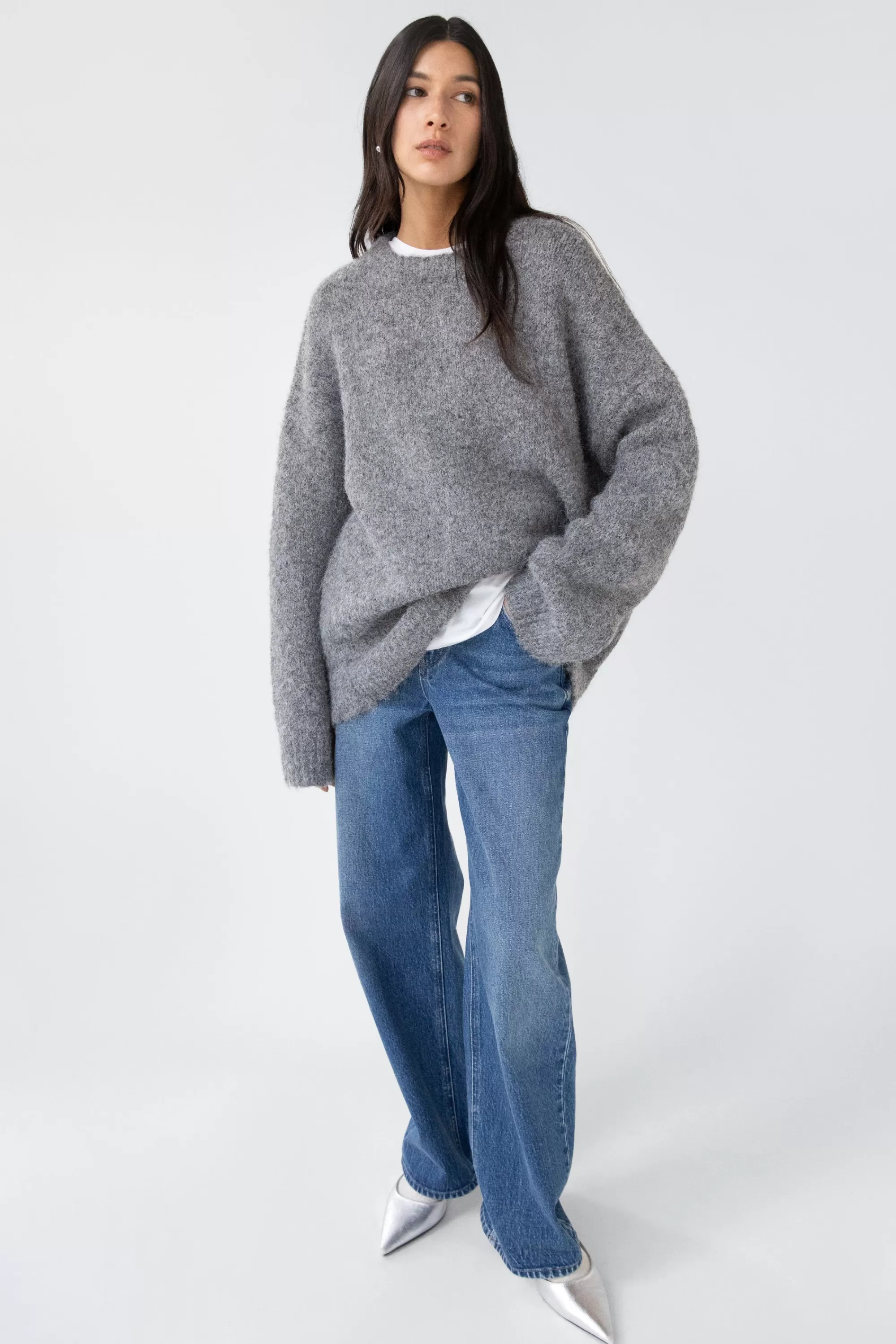OAK + FORT OVERSIZED CREWNECK SWEATER | Women Sweaters & Cardigans