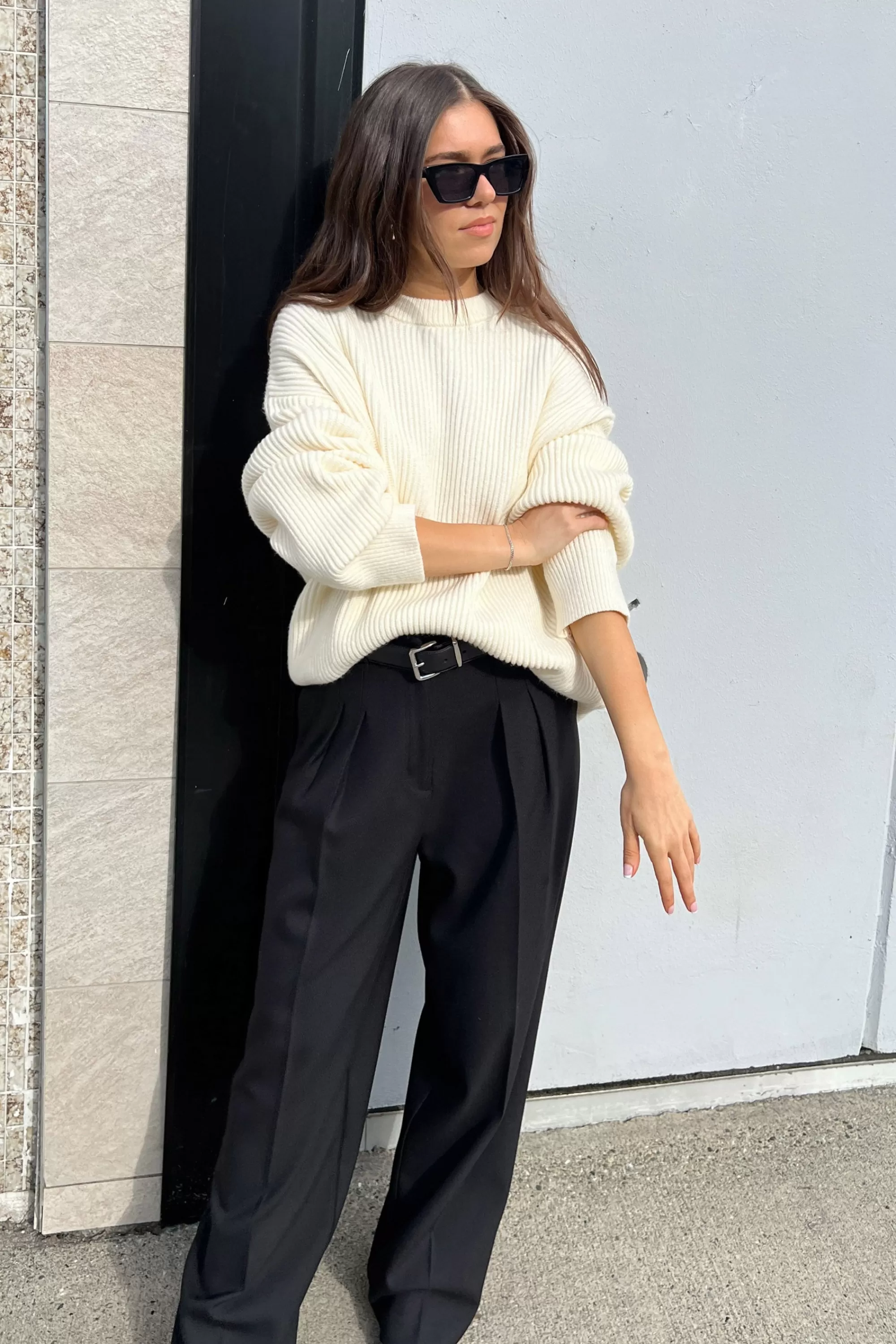 OAK + FORT OVERSIZED CREWNECK SWEATER | Women Sweaters & Cardigans