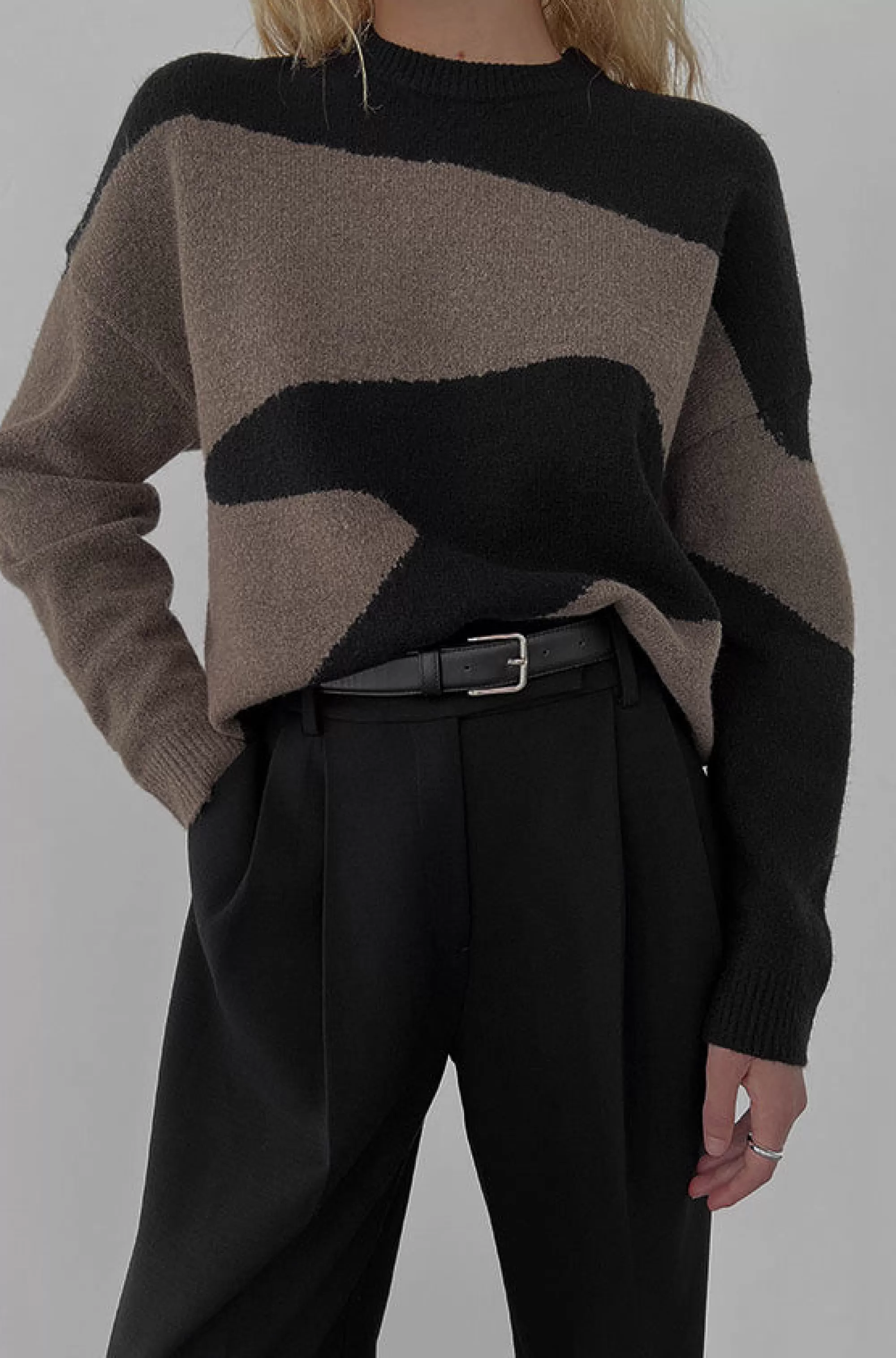 OAK + FORT OVERSIZED INTARSIA SWEATER | Women Sweaters & Cardigans