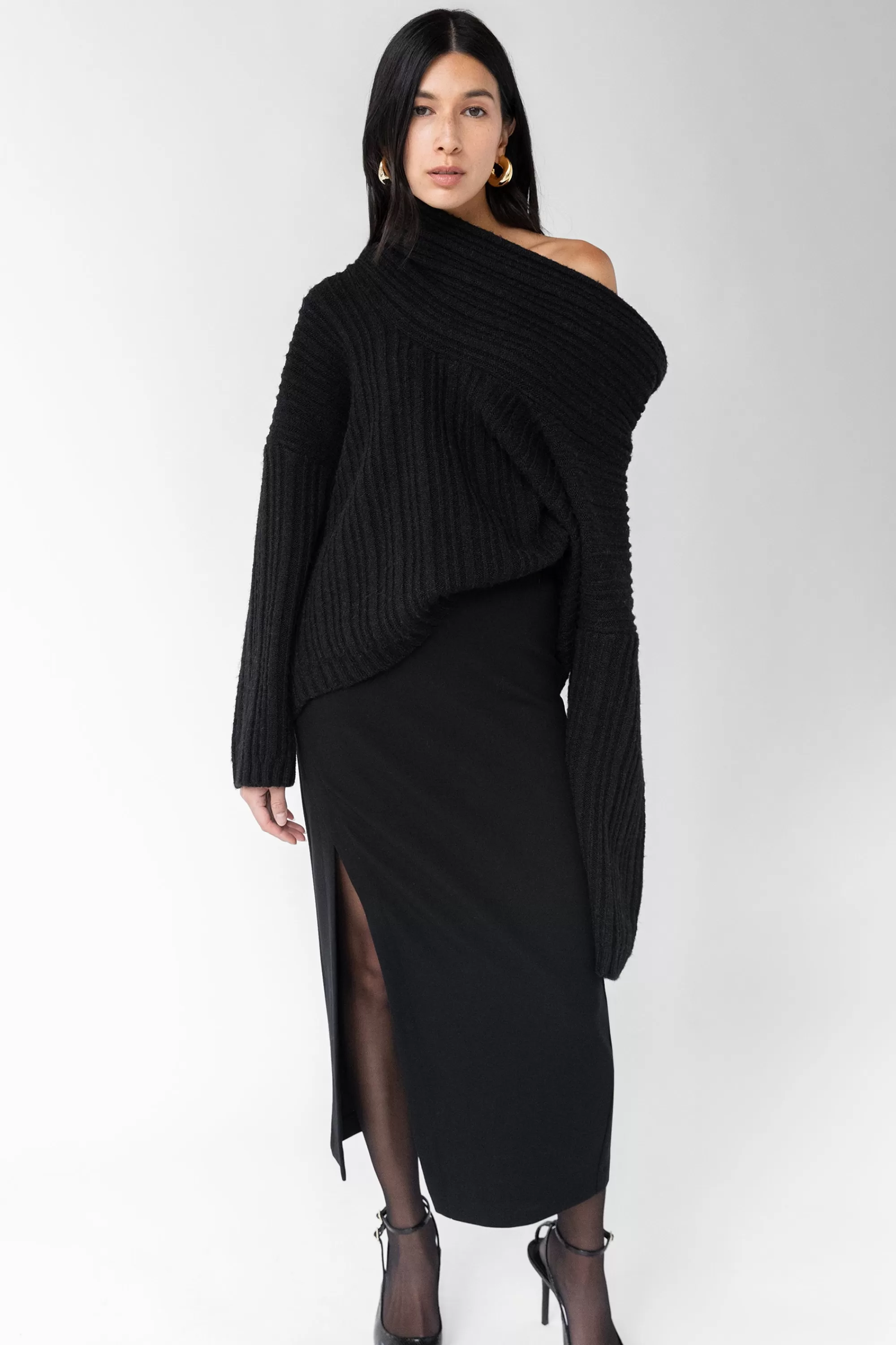 OAK + FORT OVERSIZED SLOUCHY OFF THE SHOULDER SWEATER | Women Sweaters & Cardigans