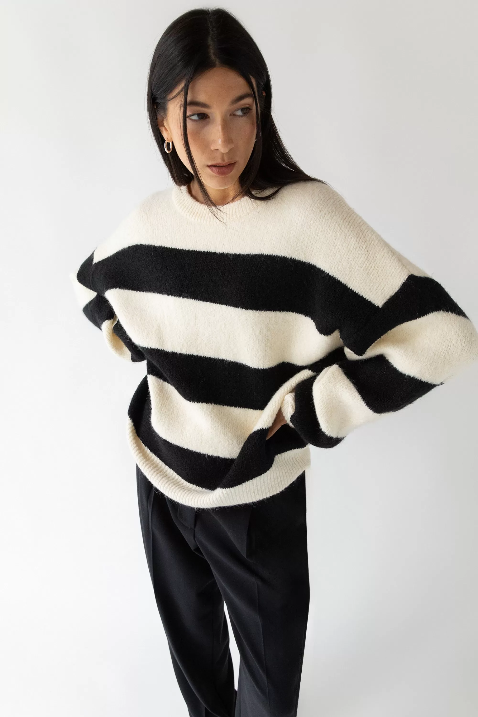 OAK + FORT OVERSIZED STRIPED SWEATER | Women Sweaters & Cardigans