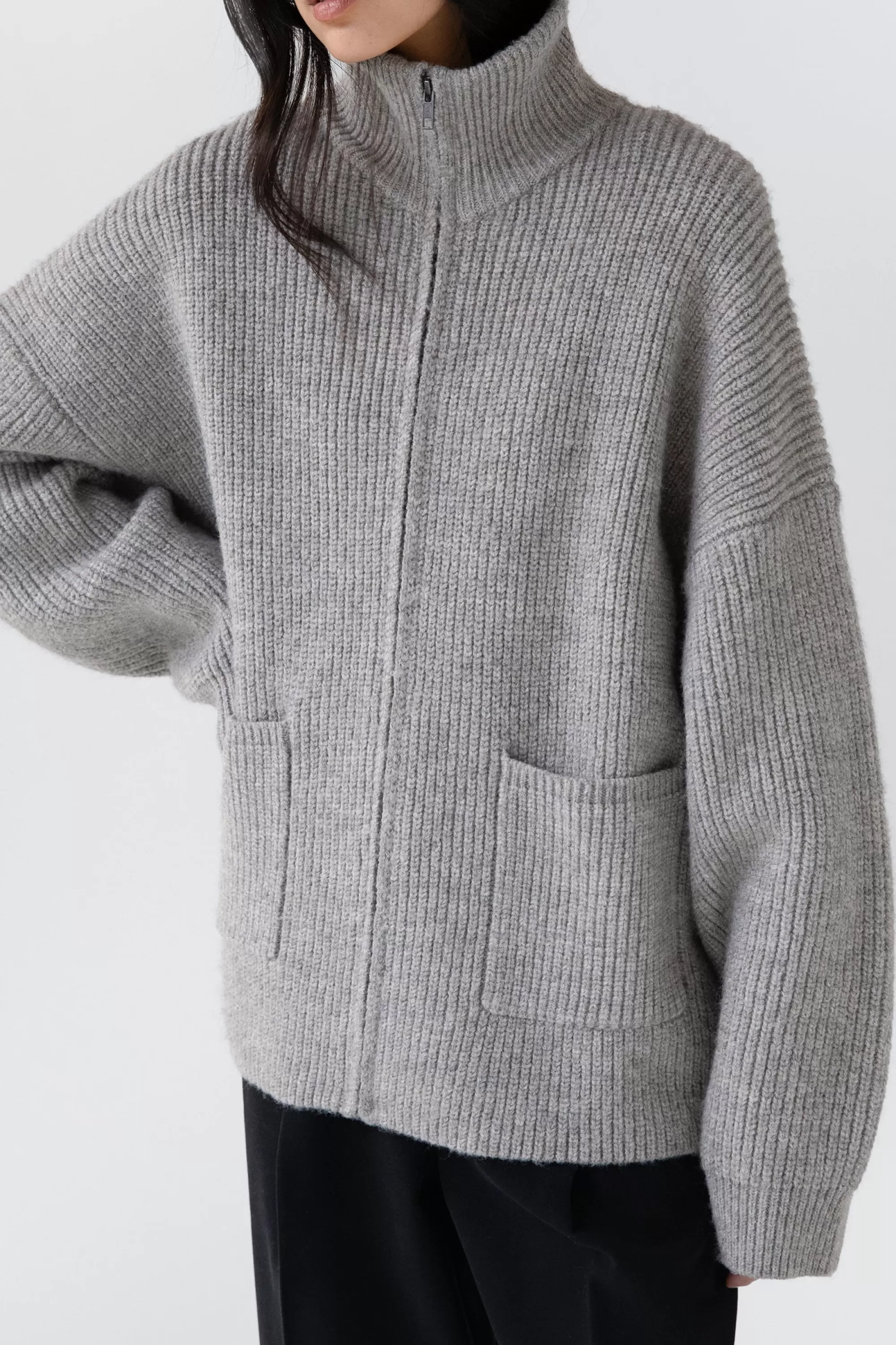 OAK + FORT OVERSIZED ZIP-UP CARDIGAN | Women Sweaters & Cardigans