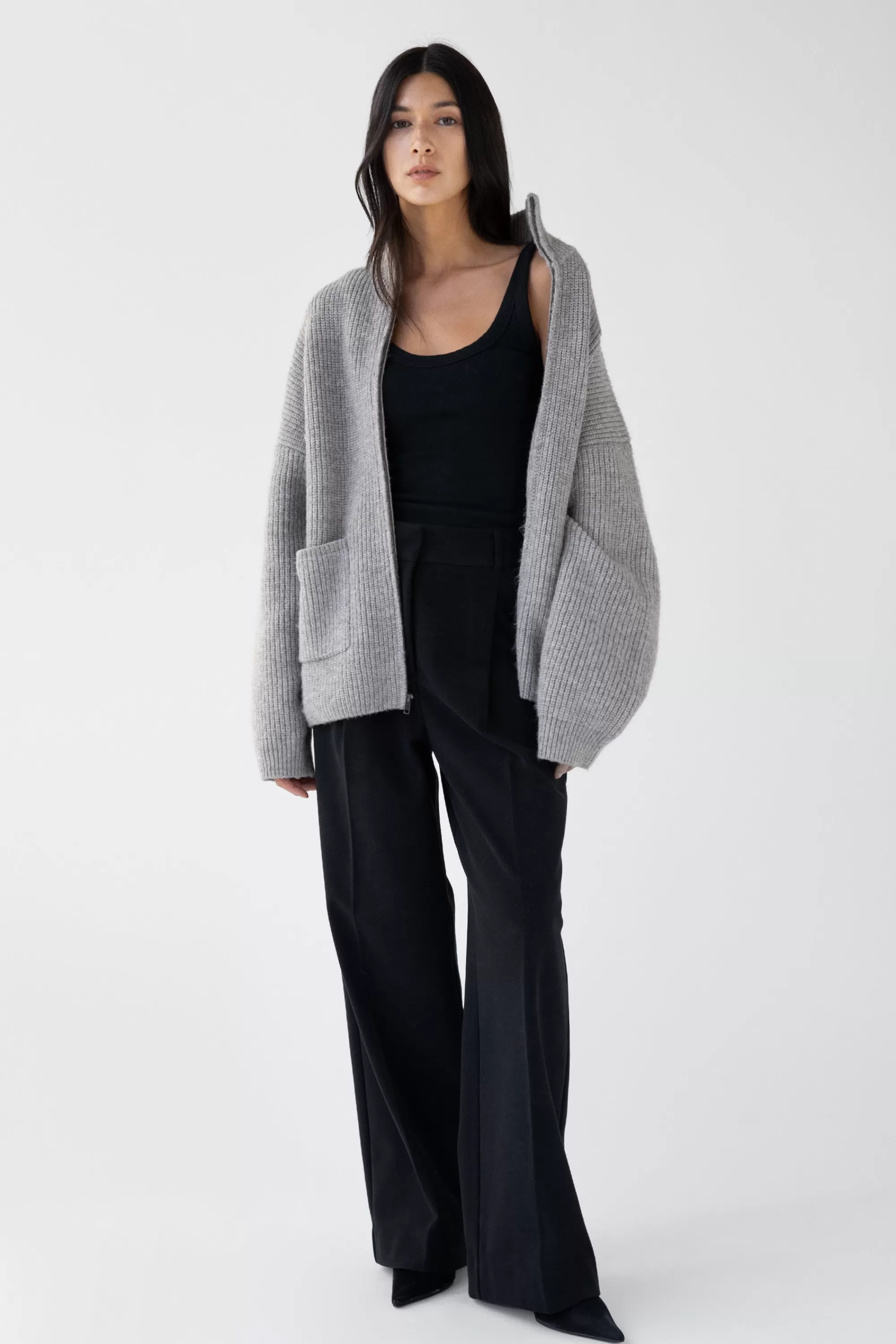 OAK + FORT OVERSIZED ZIP-UP CARDIGAN | Women Sweaters & Cardigans