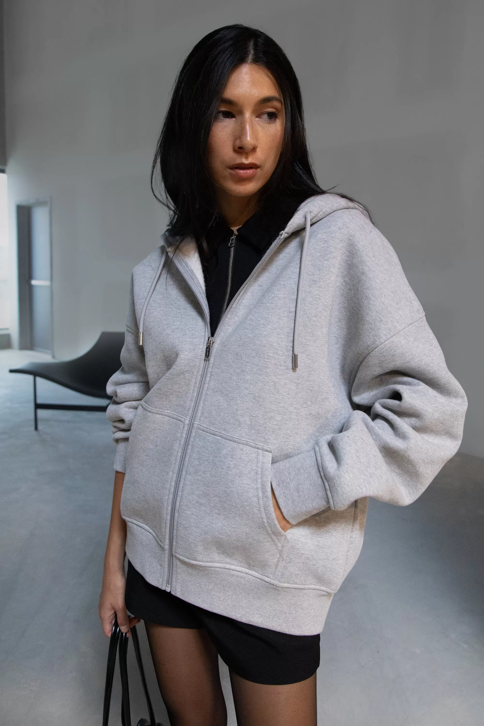 OAK + FORT OVERSIZED ZIP-UP HOODIE | Women Tops