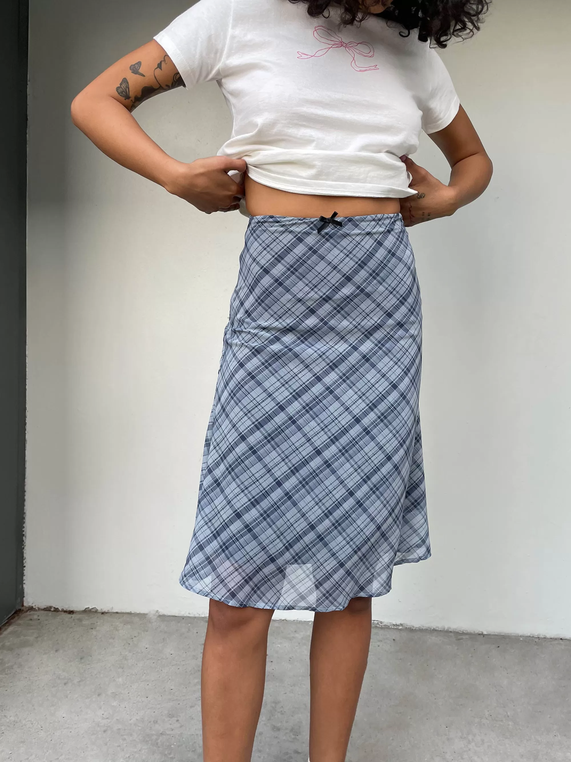 OAK + FORT PLAID MIDI SKIRT | Women Skirts