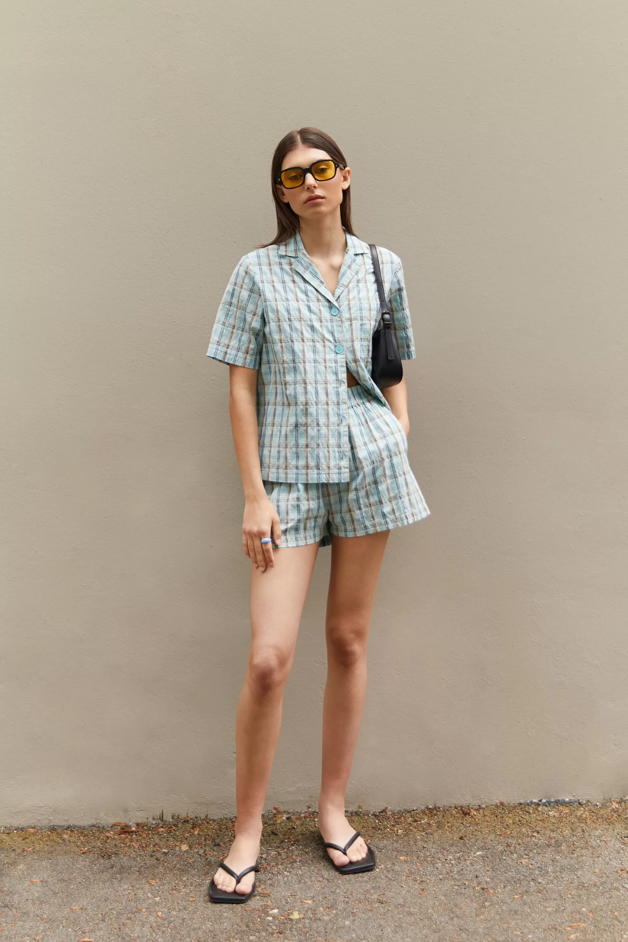 OAK + FORT PLAID SHORT SLEEVE SHIRT | Women Tops