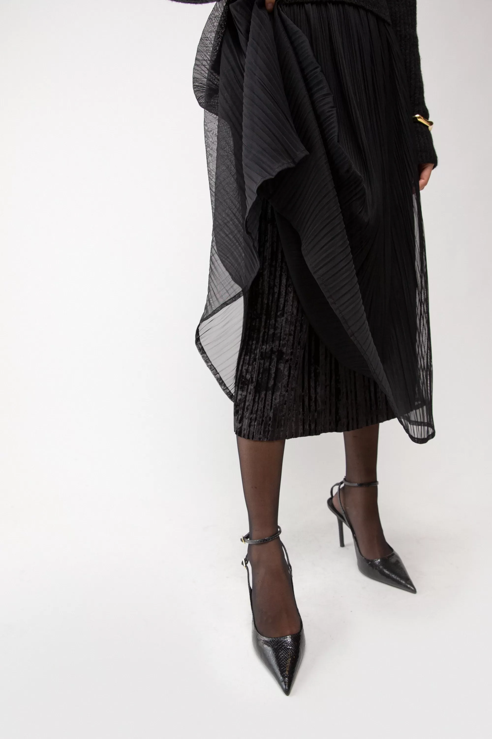 OAK + FORT PLEATED LAYER MAXI SKIRT | Women Skirts