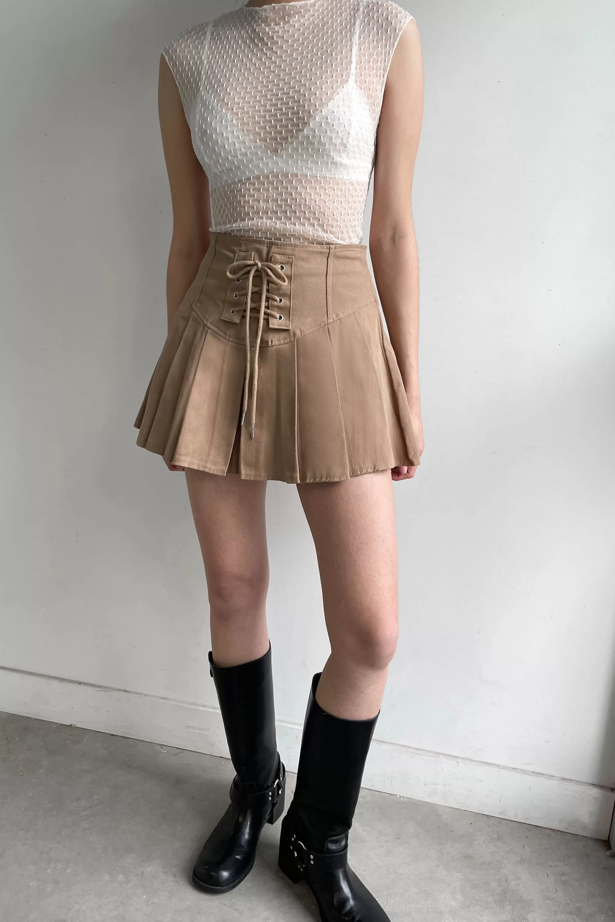 OAK + FORT PLEATED TWILL MINI SKIRT | Women Skirts