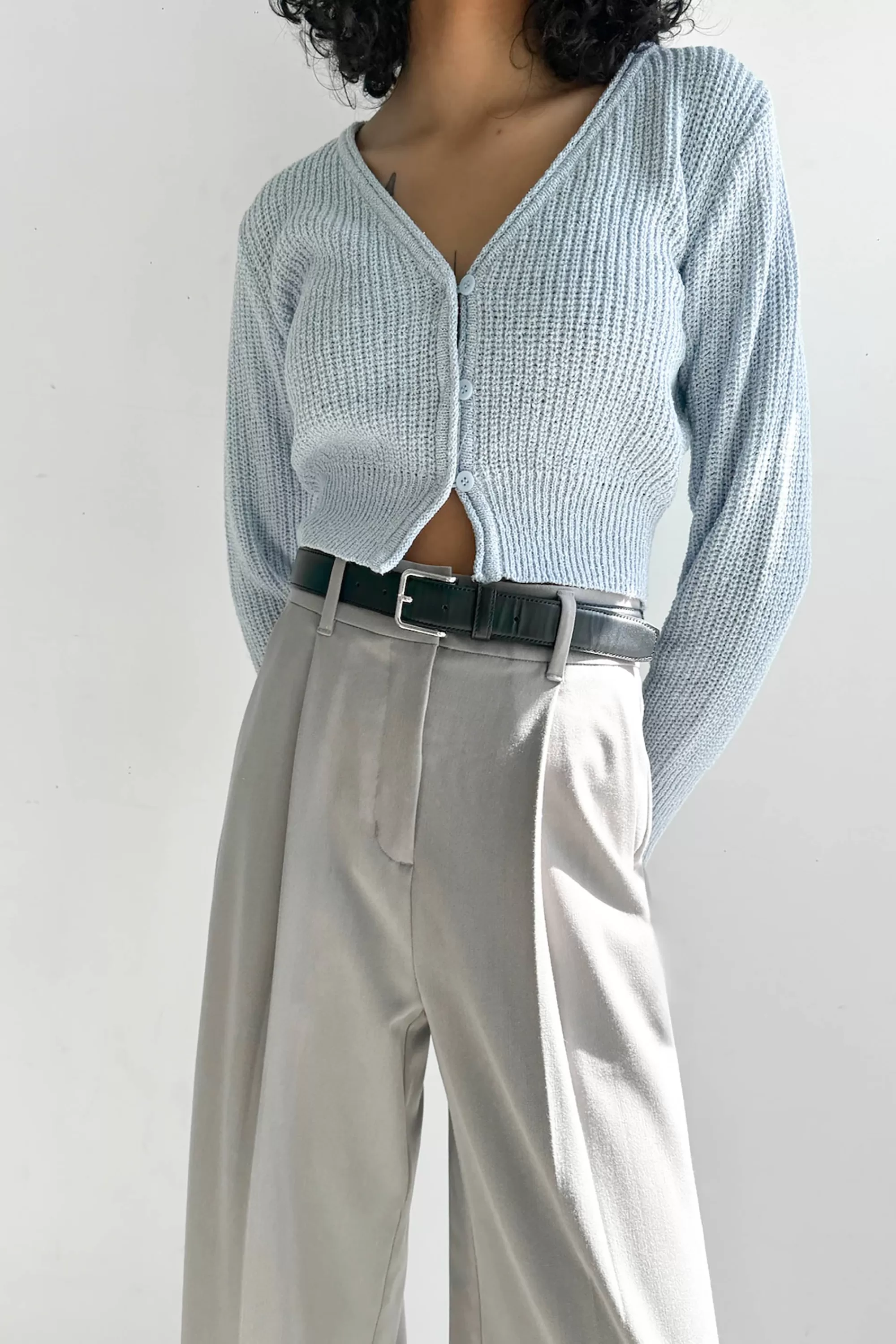 OAK + FORT RIBBED BUTTON-FRONT CROPPED CARDIGAN | Women Sweaters & Cardigans