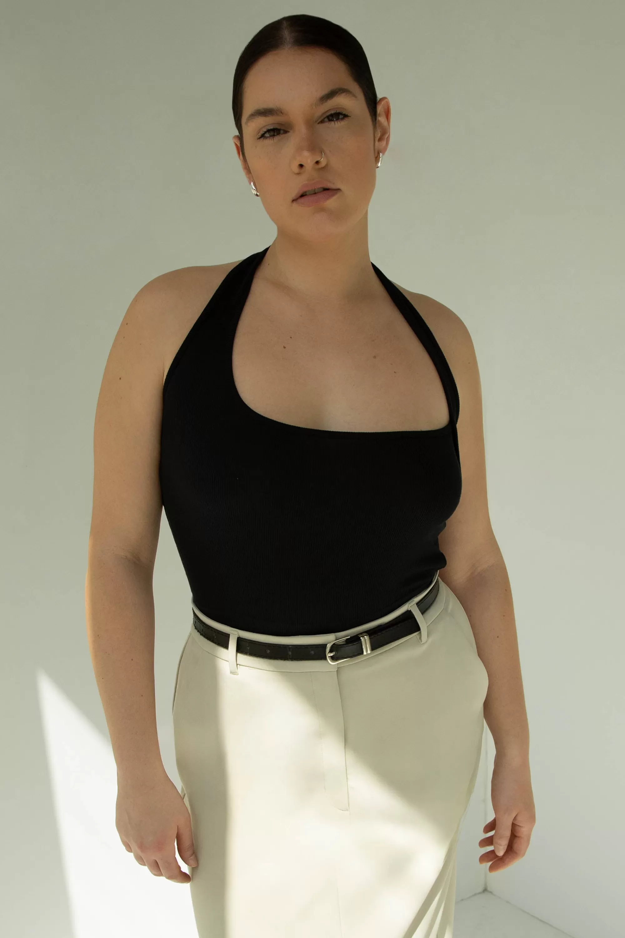 OAK + FORT RIBBED HALTER TANK | Women Tops