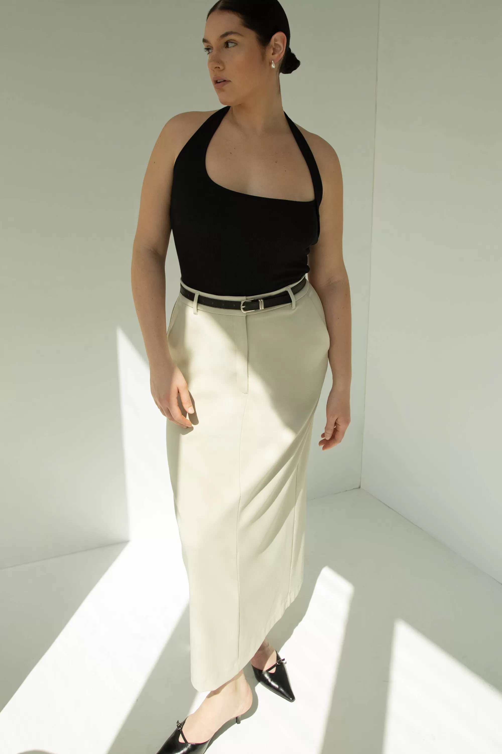 OAK + FORT RIBBED HALTER TANK | Women Tops