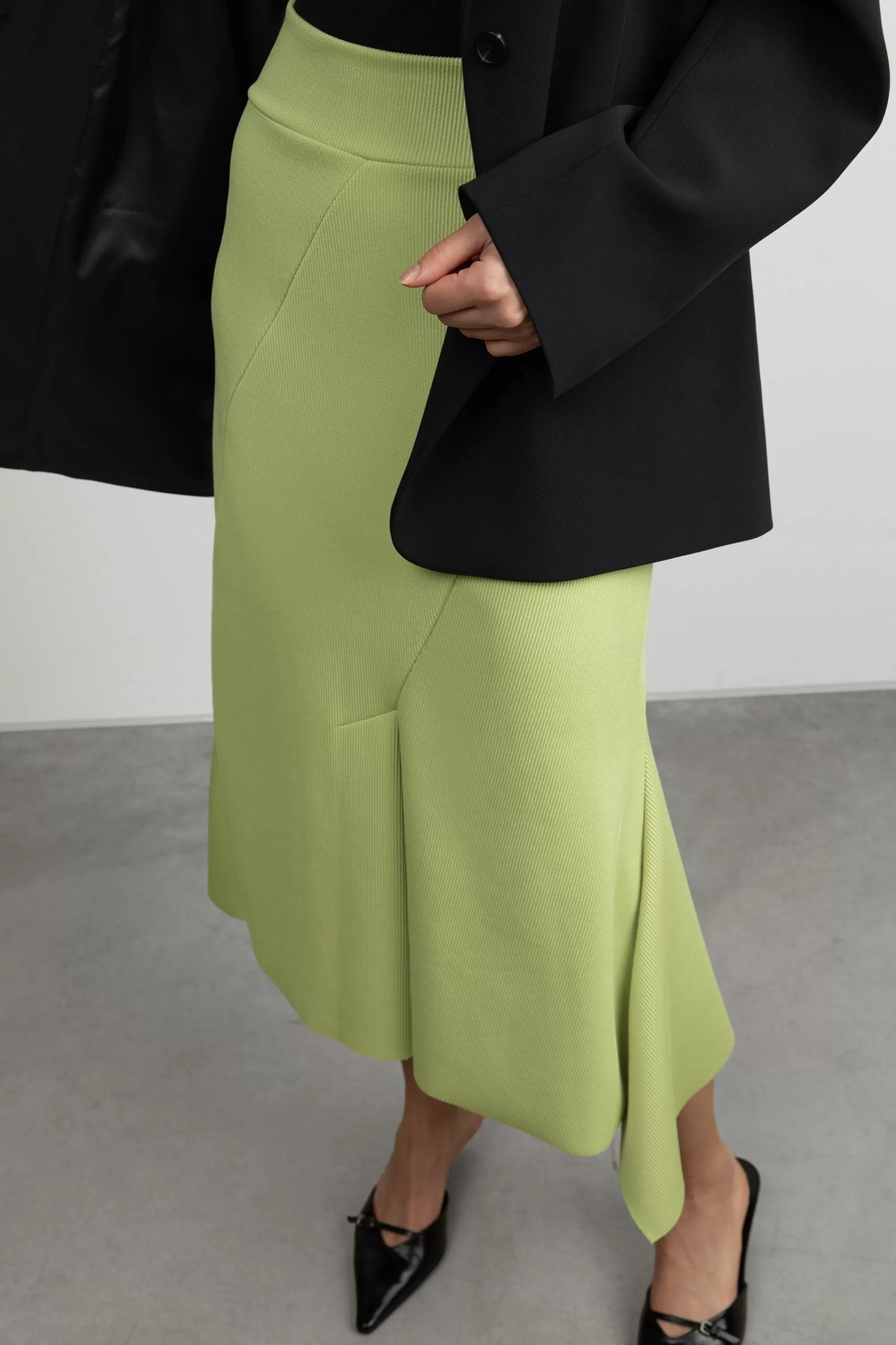 OAK + FORT RIBBED MIDI SKIRT | Women Skirts