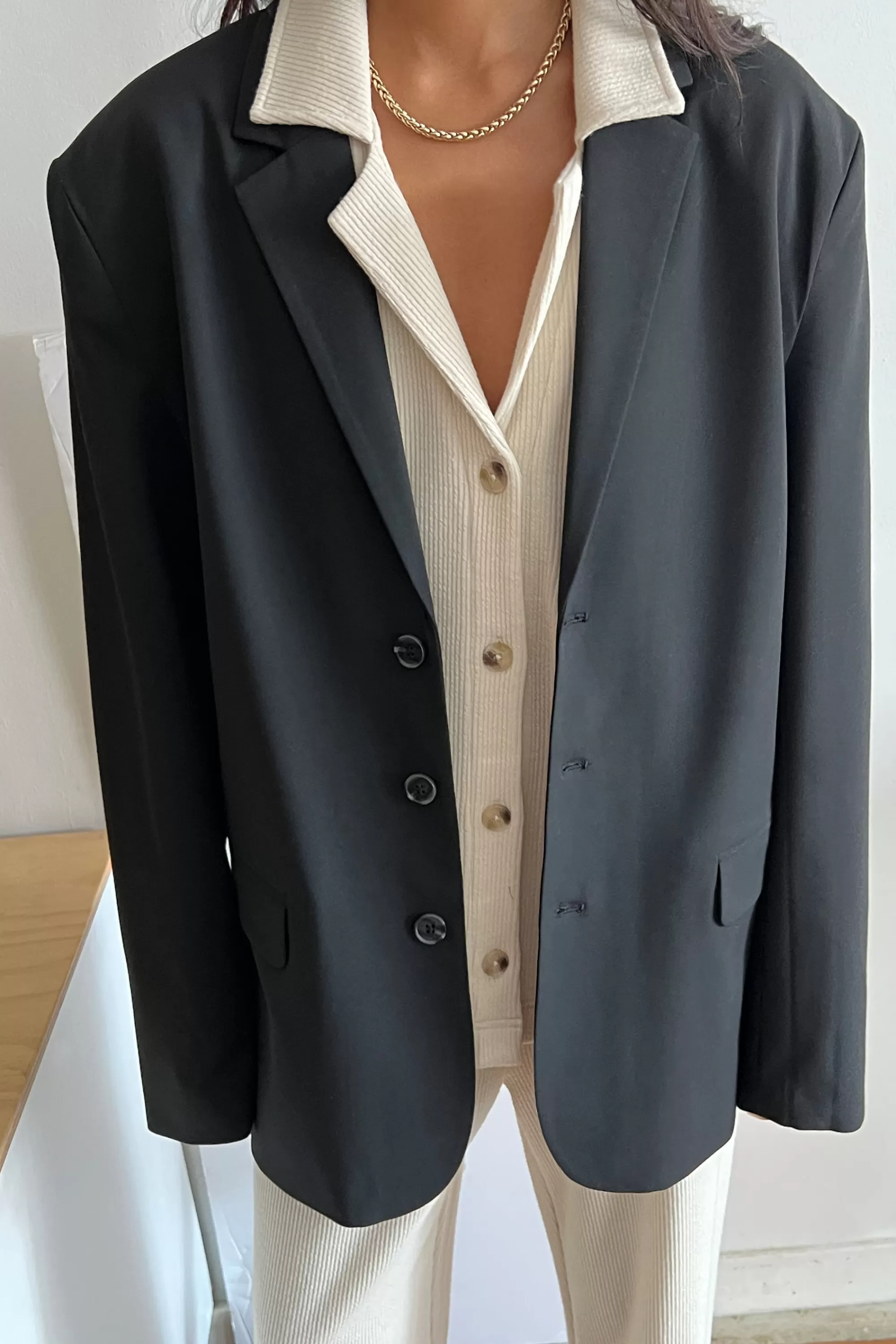OAK + FORT RIB-KNIT BUTTON UP TOP | Women Tops