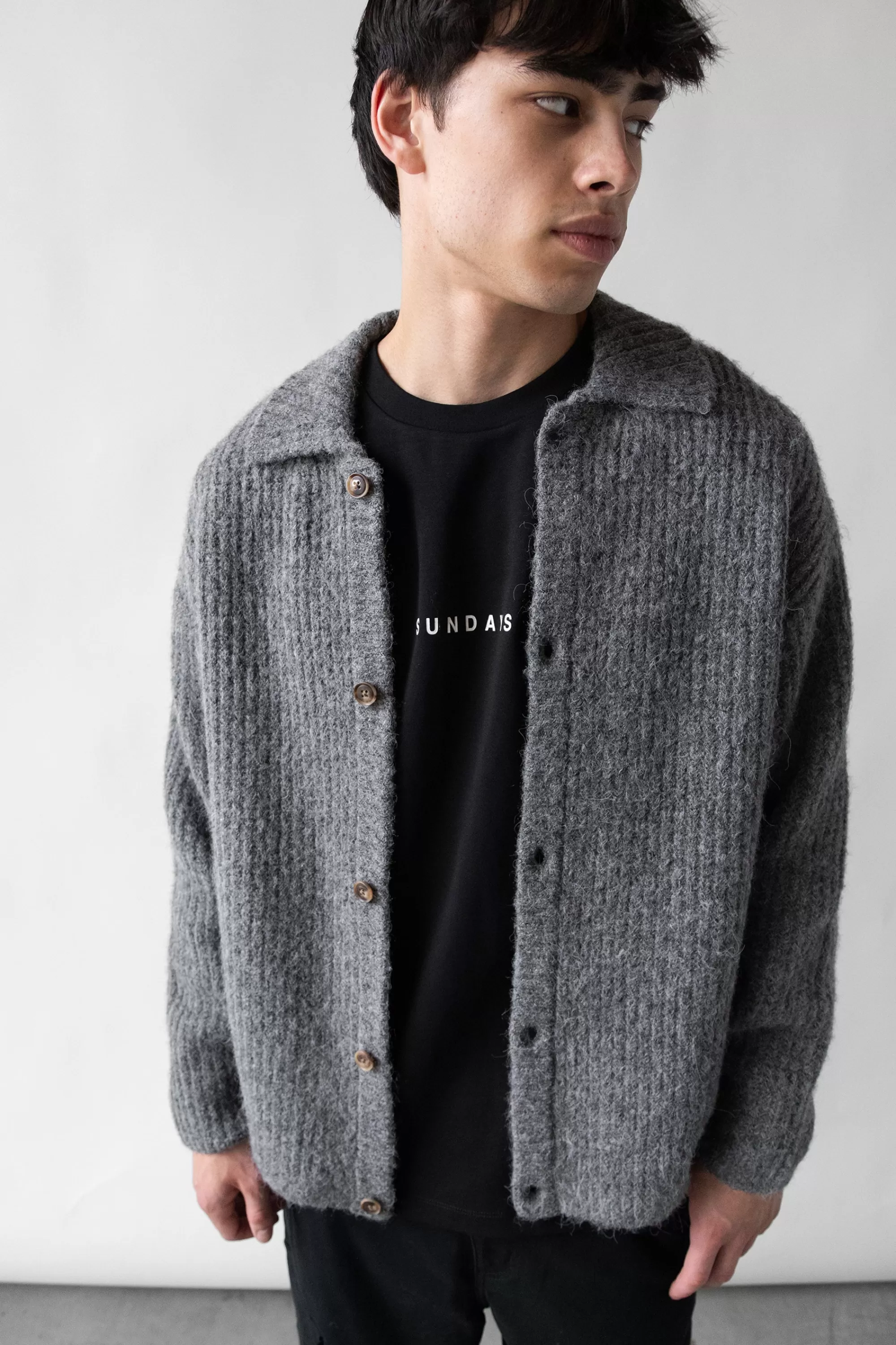 OAK + FORT RIB-KNIT COLLARED CARDIGAN | Sweaters & Cardigans
