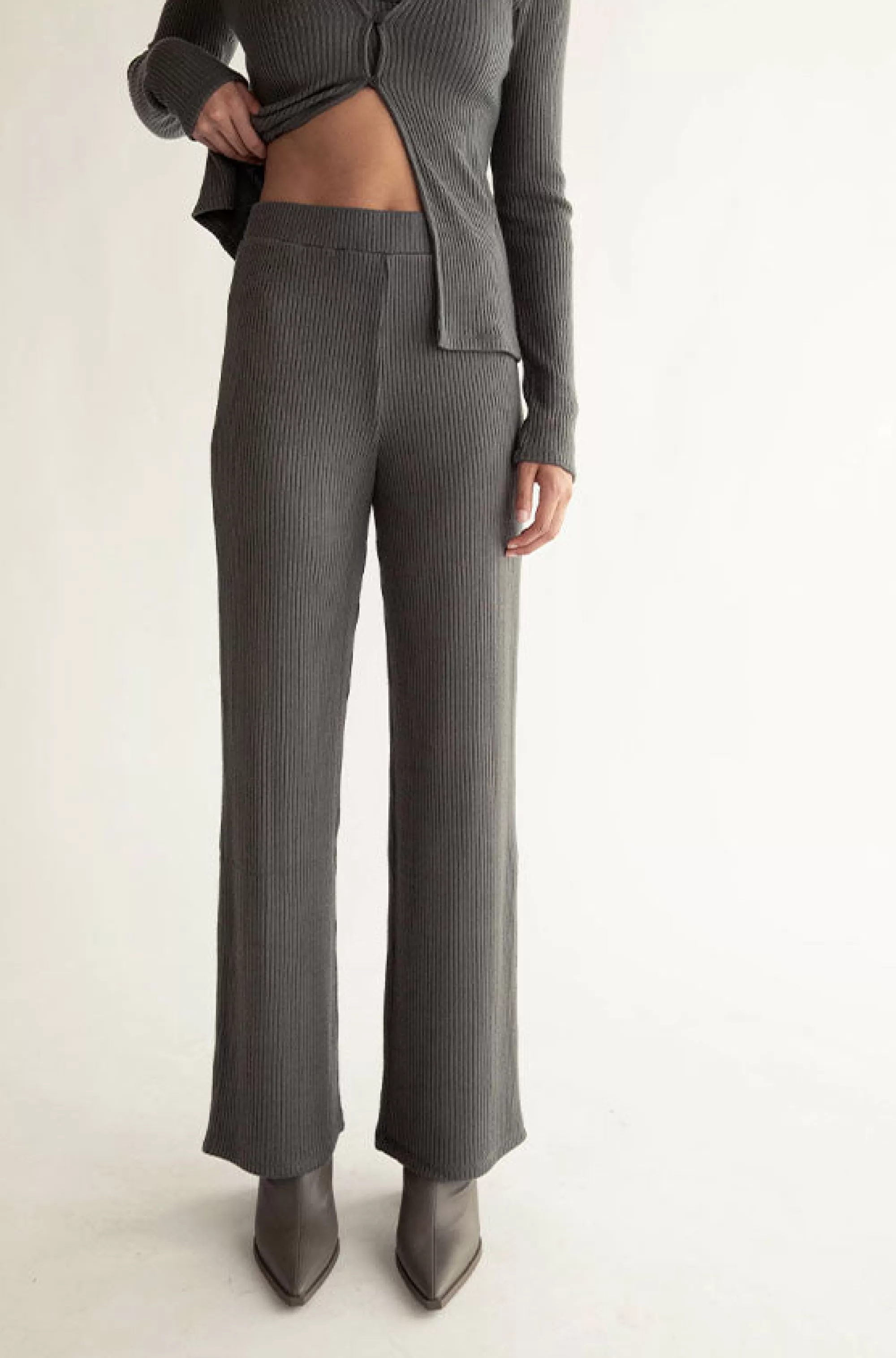 OAK + FORT RIB-KNIT STRAIGHT LEG PANT | Women Pants