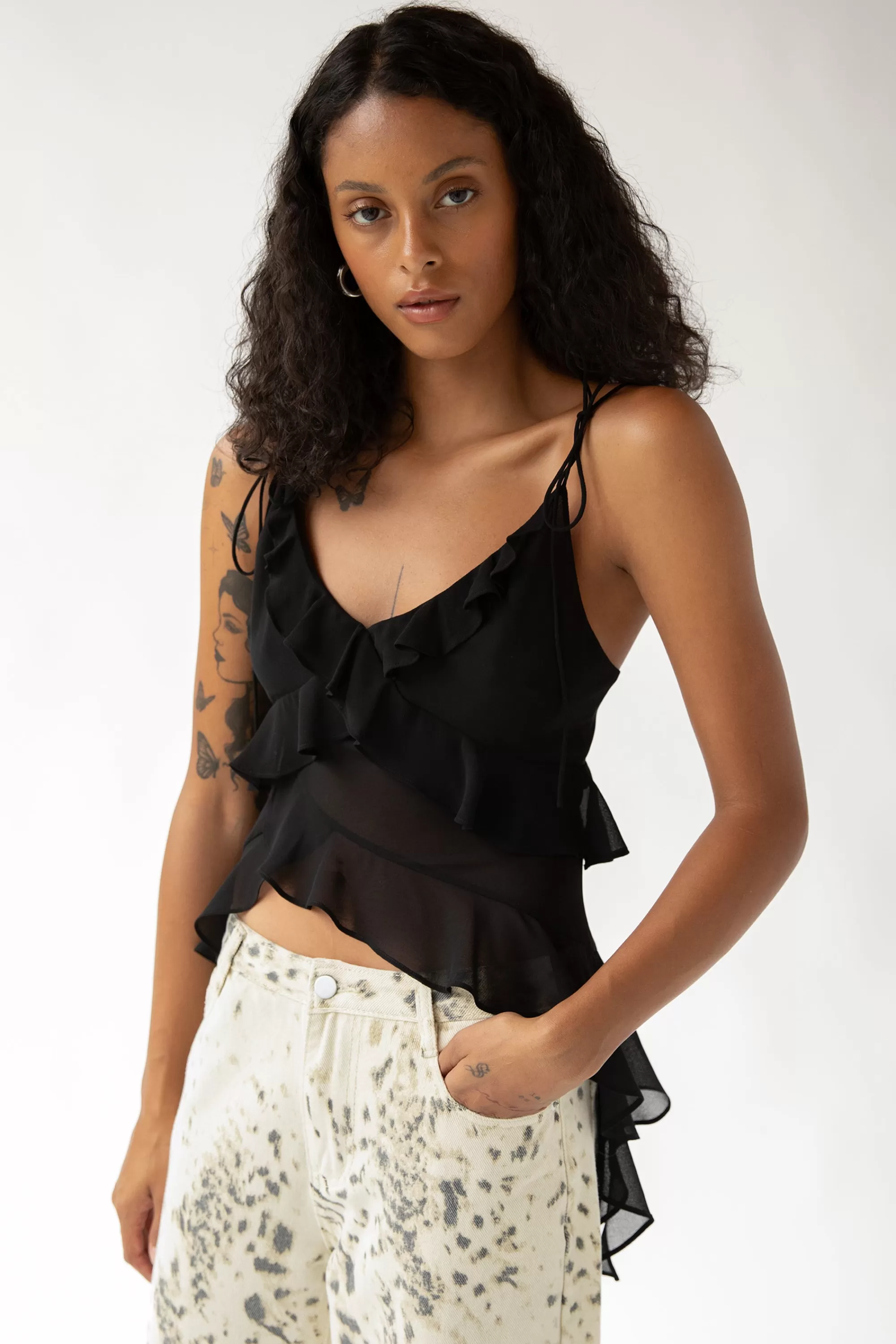 OAK + FORT RUFFLED TANK TOP | Women Tops
