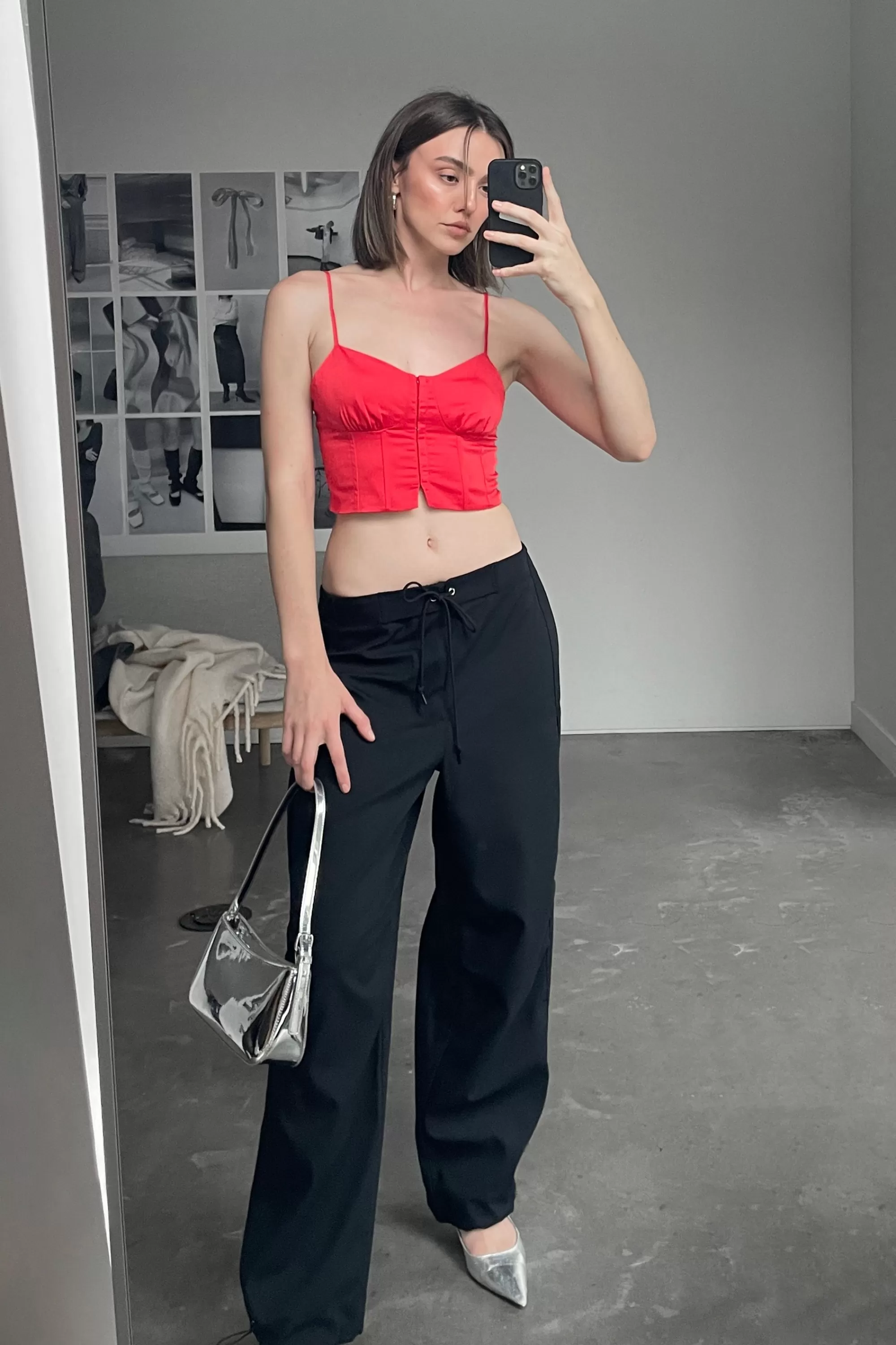 OAK + FORT SATIN BUSTIER TOP | Women Tops