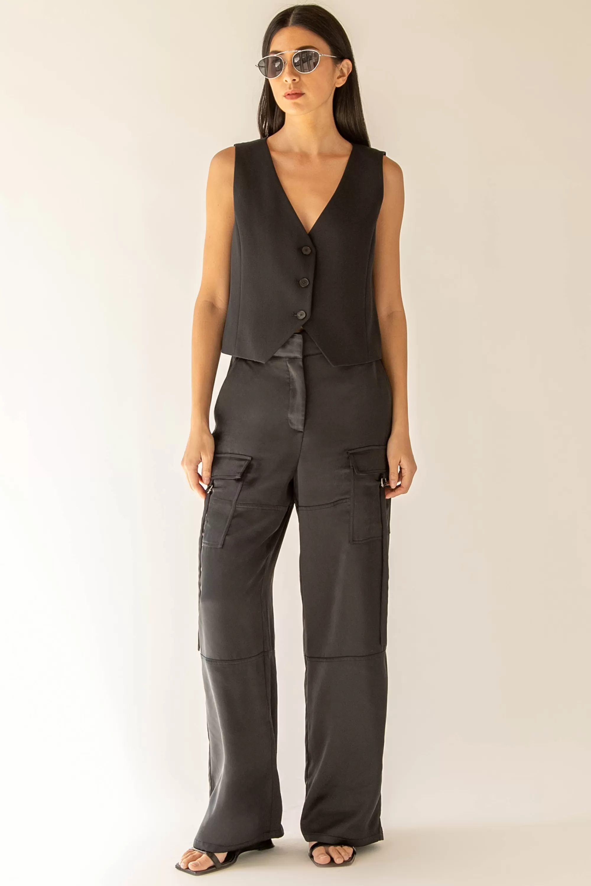OAK + FORT SATIN CARGO PANT | Women Pants
