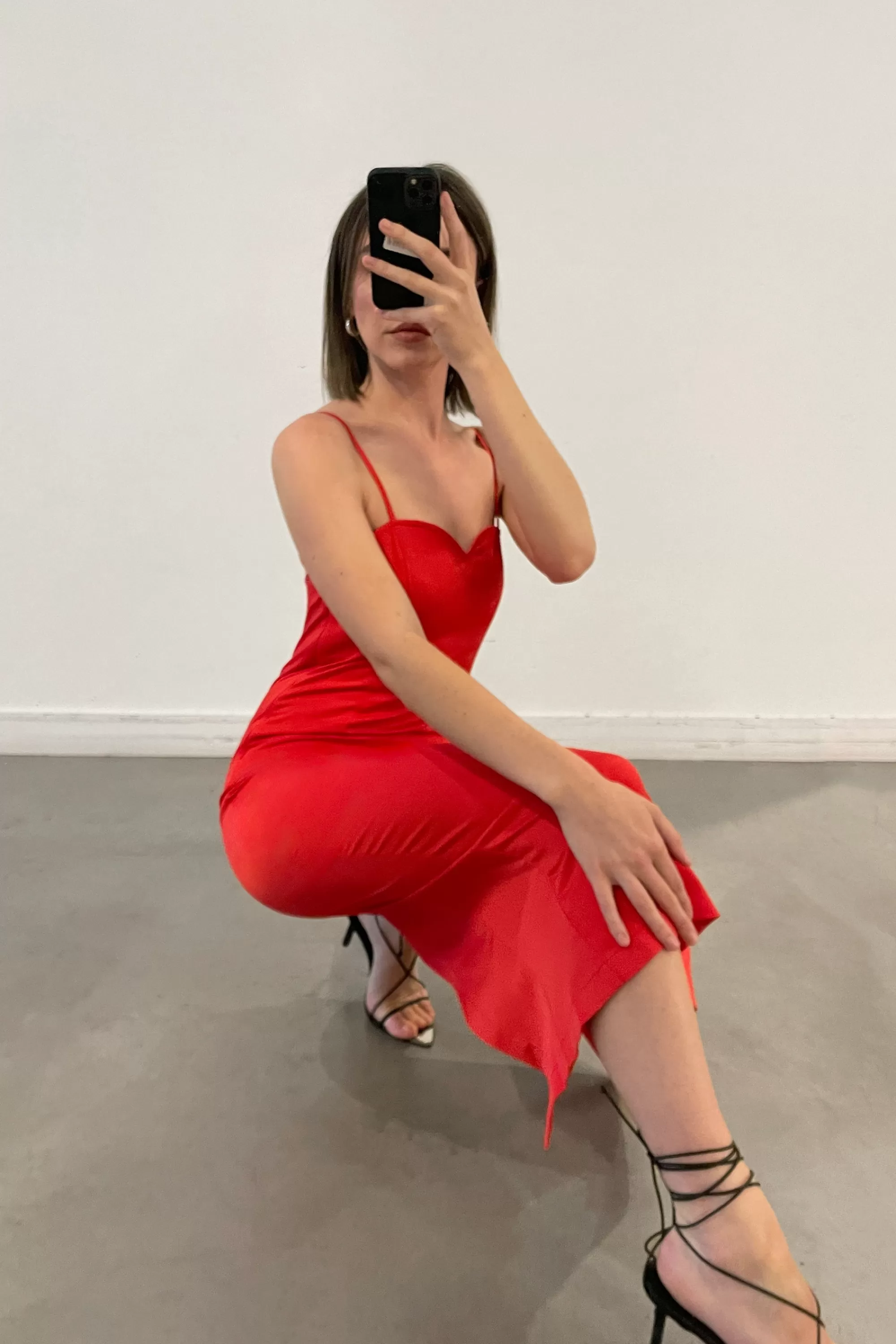 OAK + FORT SATIN SWEETHEART MIDI DRESS | Women Dresses