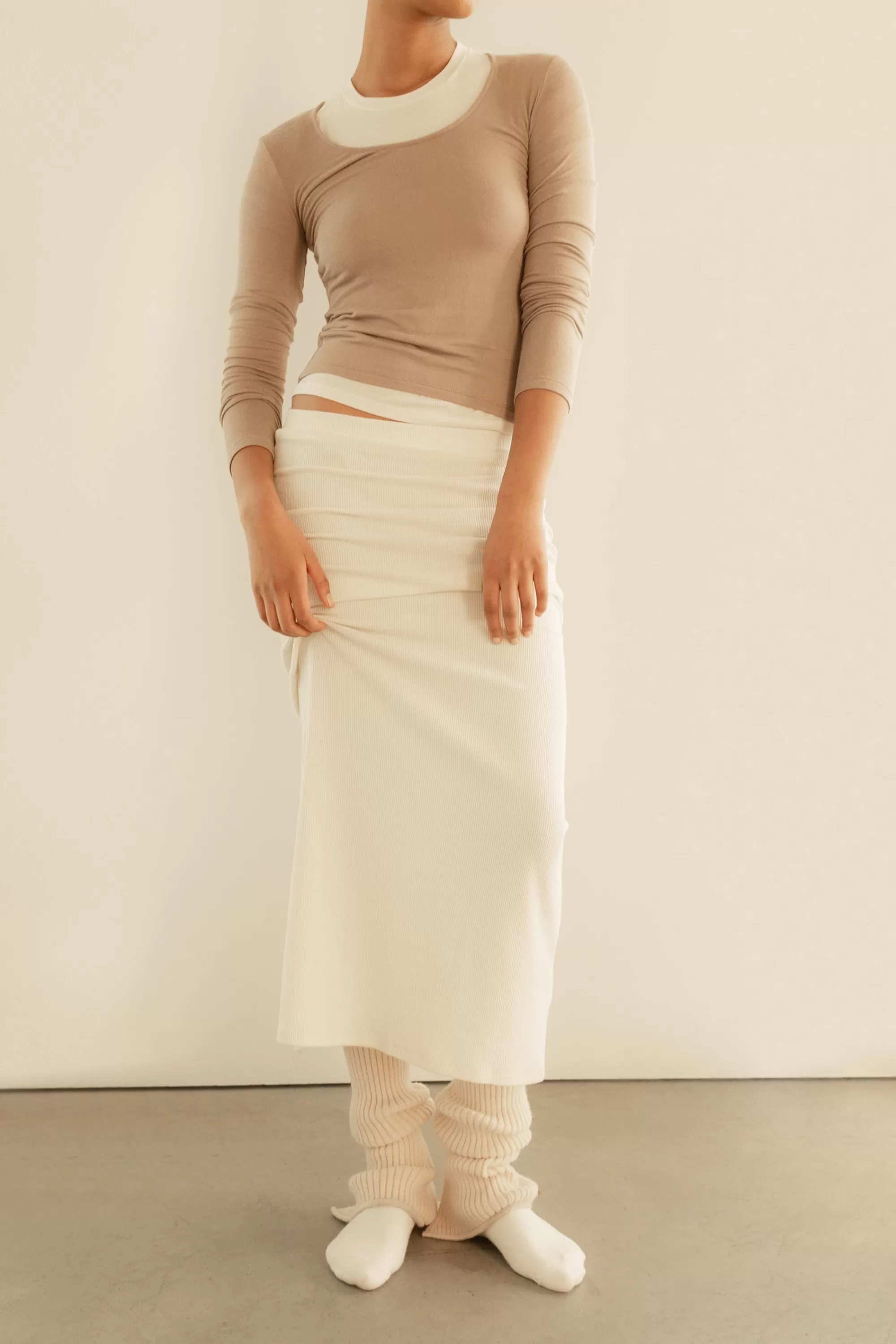 OAK + FORT SCOOP NECK LONG SLEEVE TOP | Women Tops
