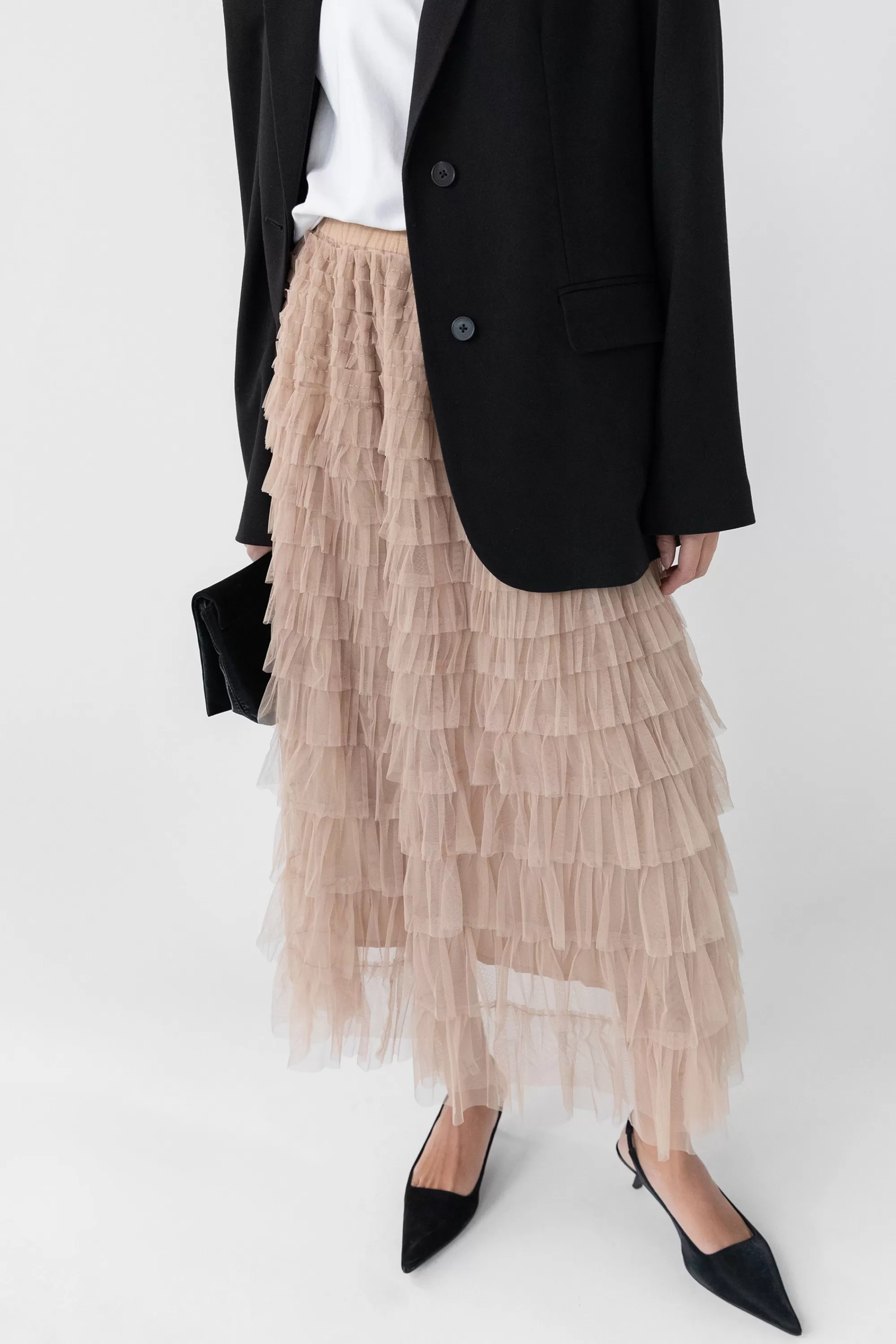OAK + FORT SHEER TIERED MAXI SKIRT | Women Skirts