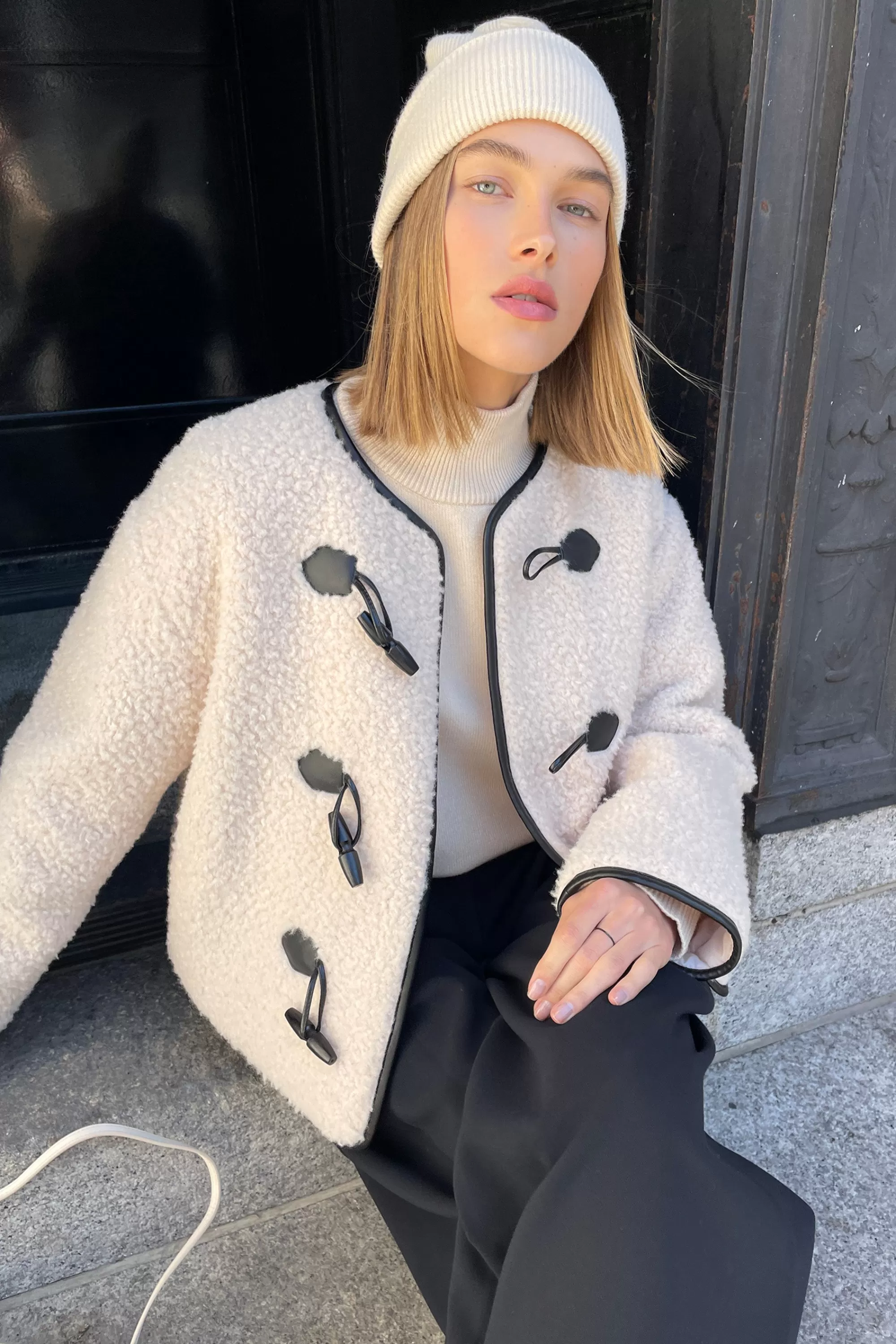 OAK + FORT SHERPA JACKET WITH TOGGLE FRONT | Women Coats & Jackets