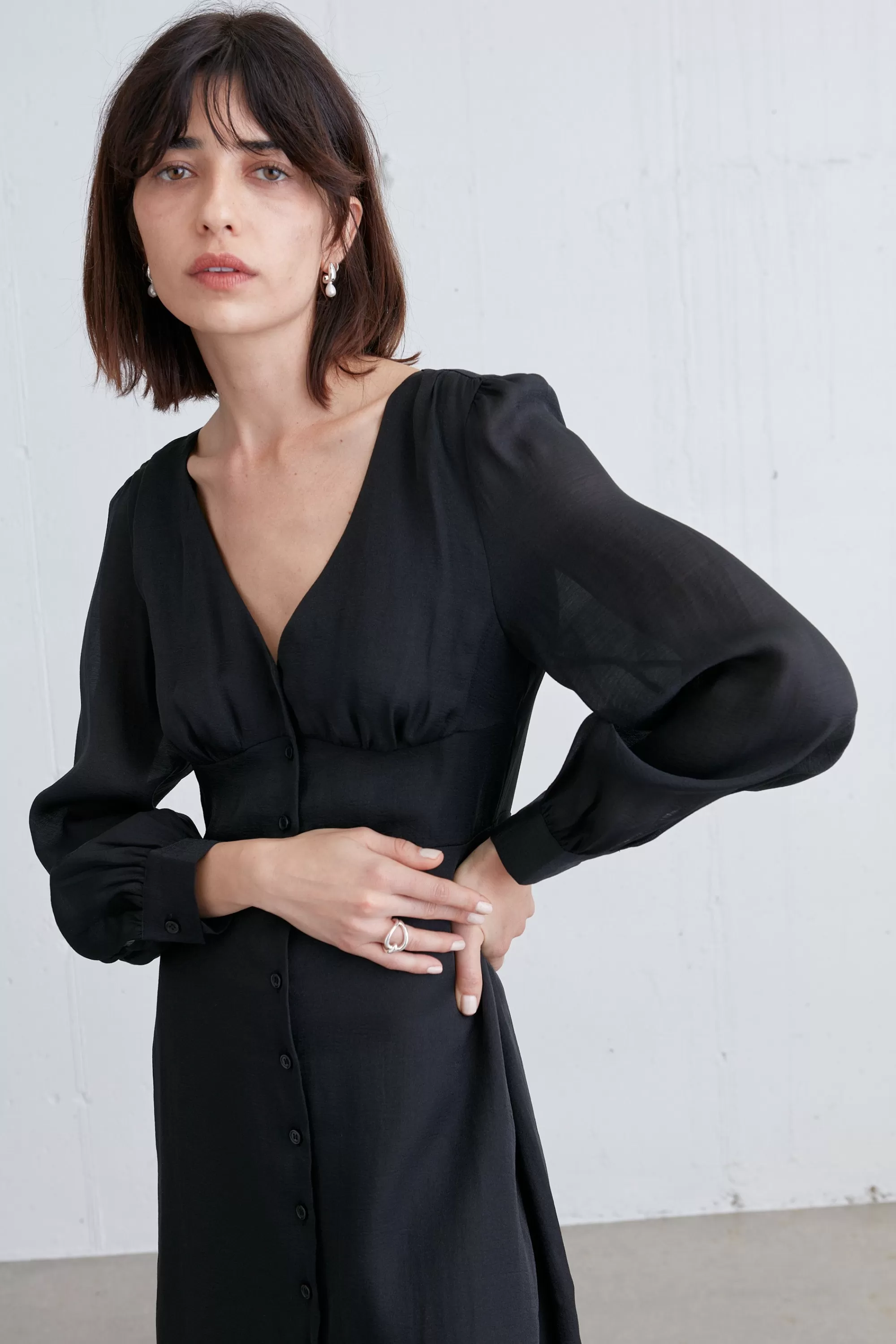 OAK + FORT SHIRT CHIFFON MIDI DRESS | Women Dresses