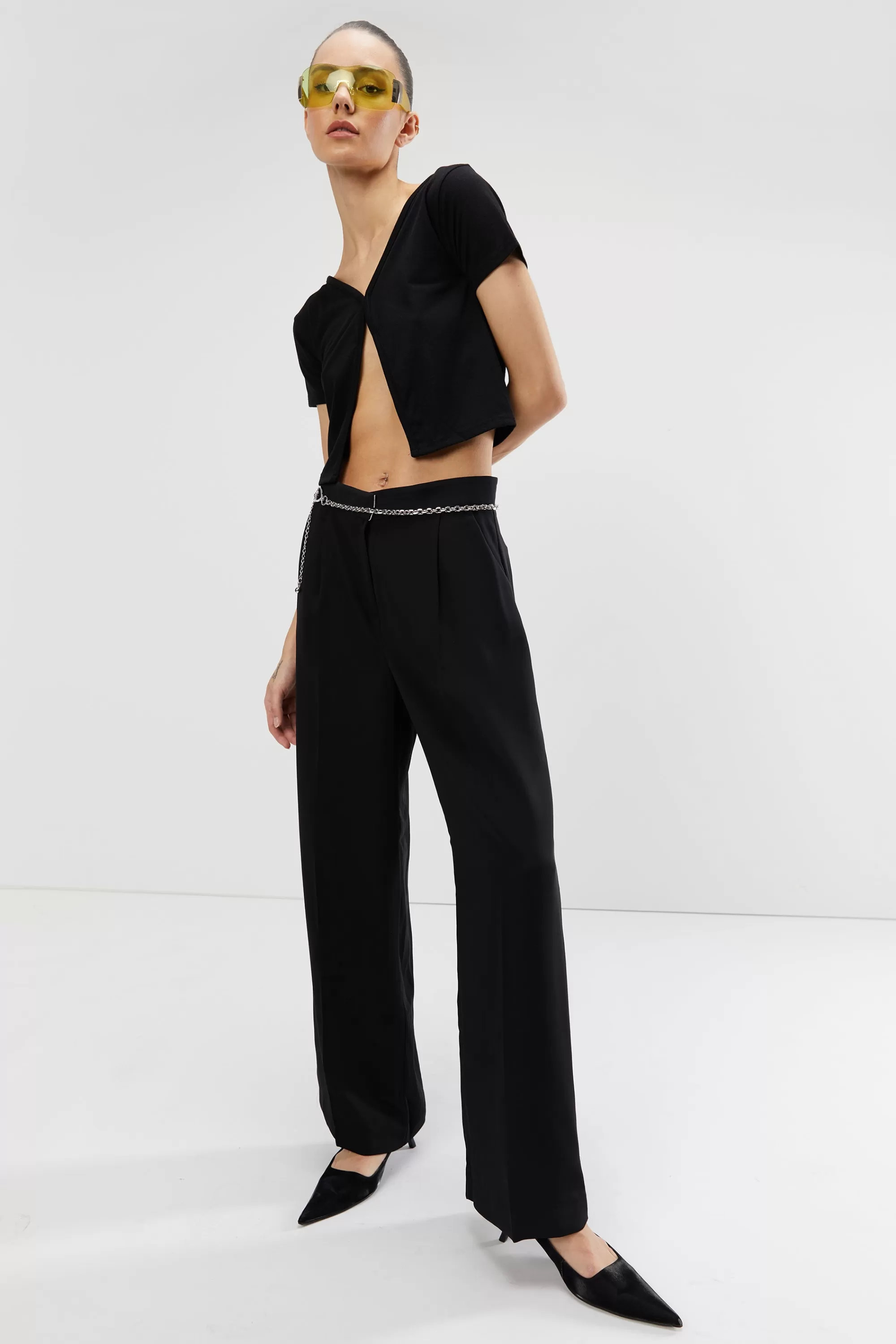 OAK + FORT SINGLE PLEAT WIDE LEG PANT | Women Pants