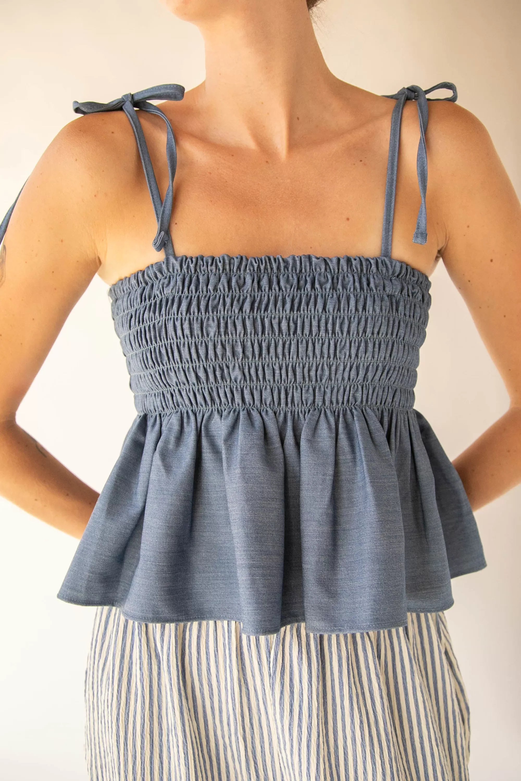 OAK + FORT SMOCKED TANK TOP | Women Tops