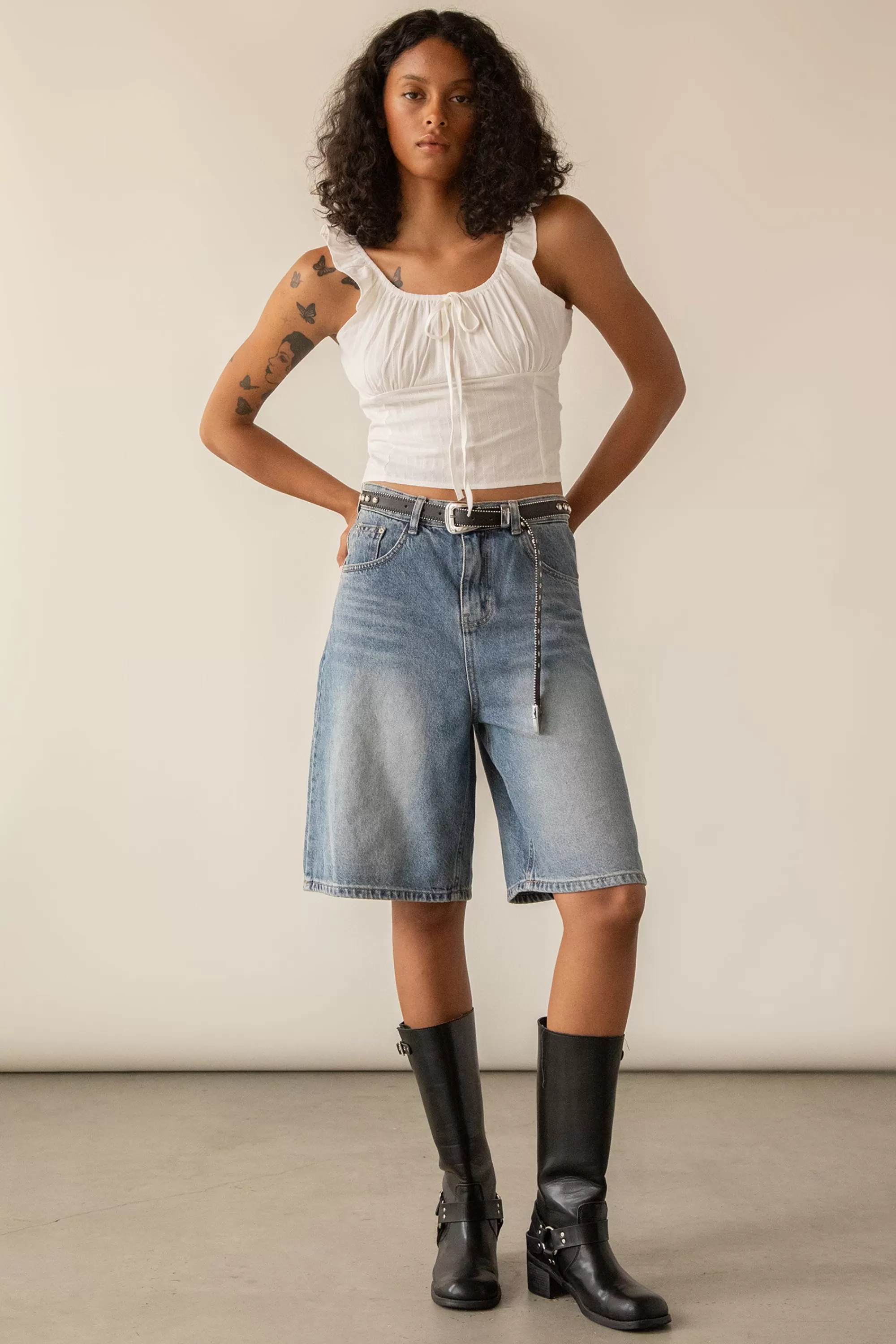 OAK + FORT SMOCKED TOP WITH RUFFLE STRAPS | Women Tops