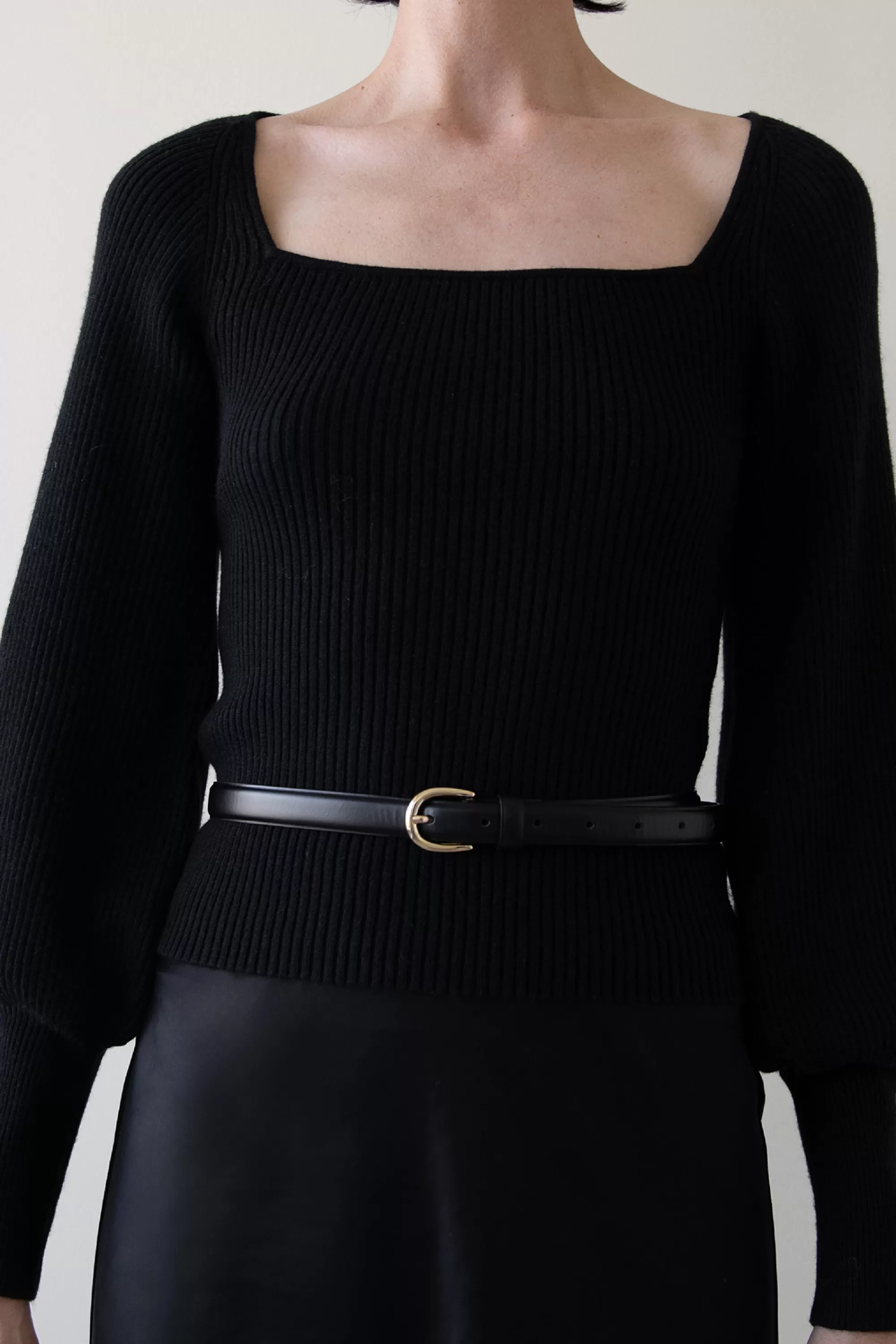 OAK + FORT SQUARE NECK SWEATER | Women Sweaters & Cardigans