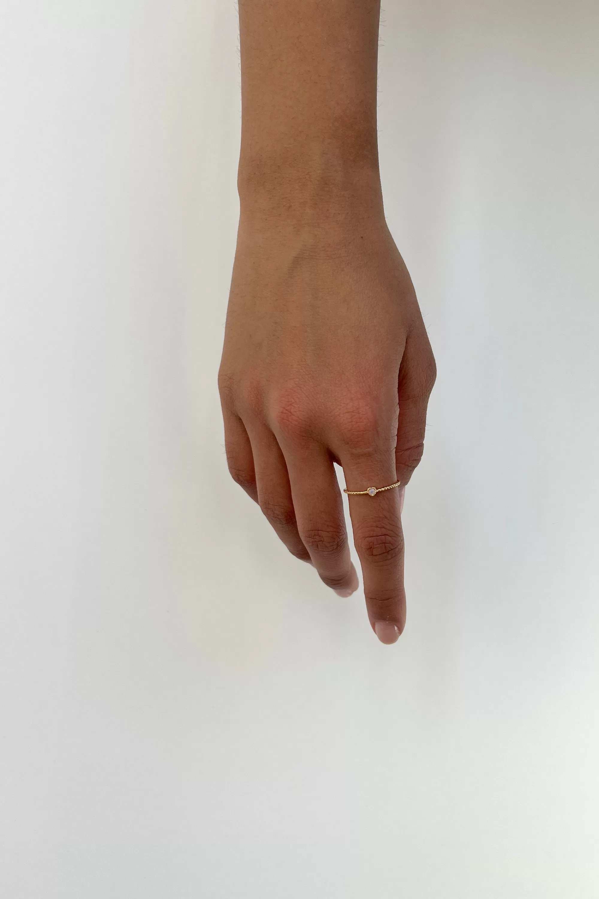 OAK + FORT STERLING SILVER BEADED RING WITH STONE | Women Rings & Bracelets | Rings & Bracelets