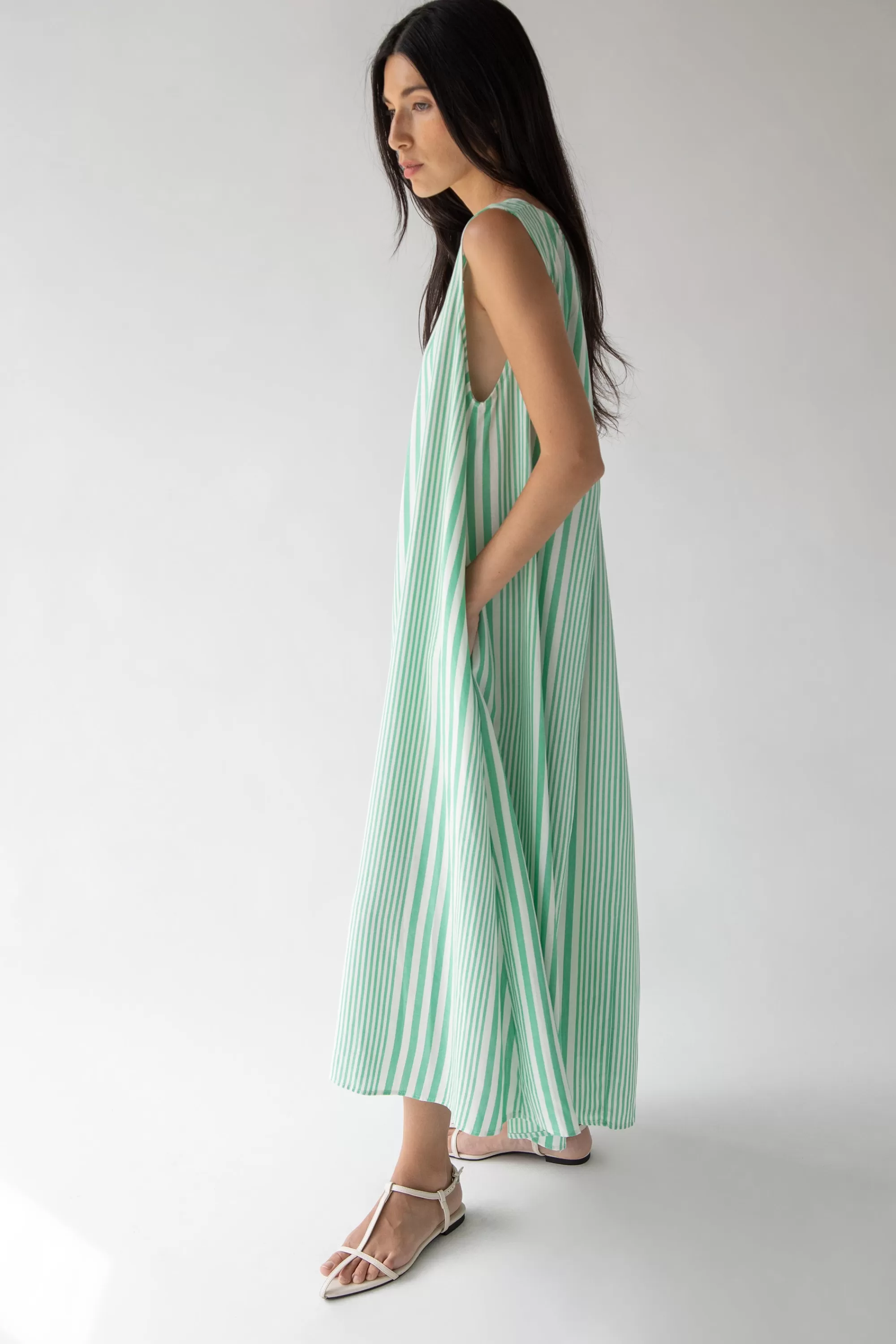 OAK + FORT TANK STYLE STRIPED DRESS | Women Tops | Dresses