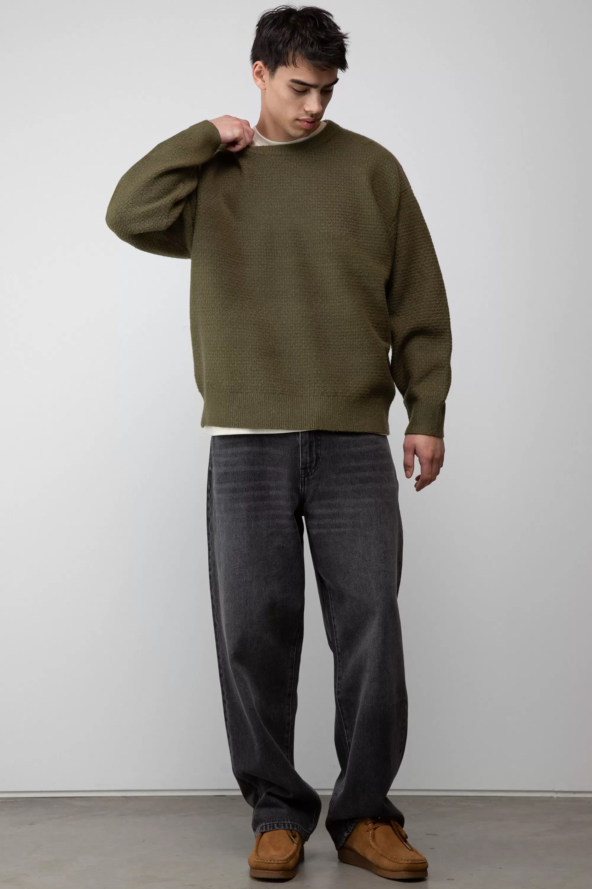 OAK + FORT TEXTURED CREWNECK SWEATER | Sweaters & Cardigans