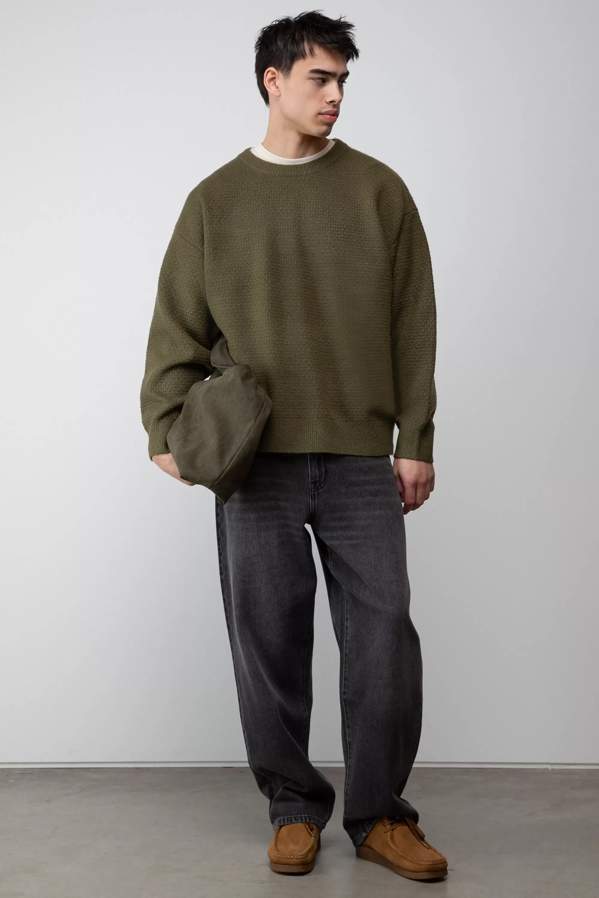 OAK + FORT TEXTURED CREWNECK SWEATER | Sweaters & Cardigans