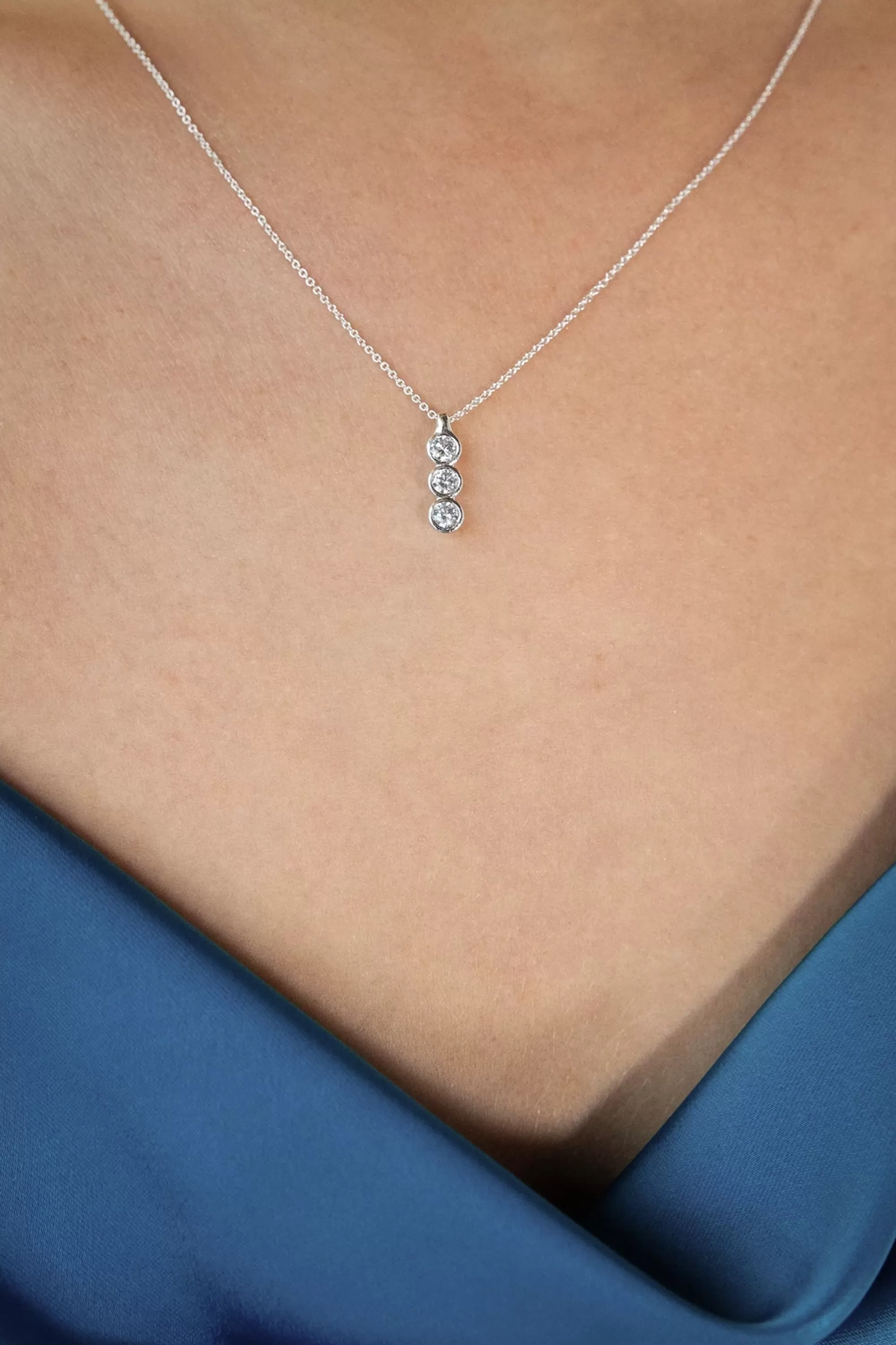 OAK + FORT TRIPLE ZIRCONIA PENDANT NECKLACE | Women Necklaces | Necklaces
