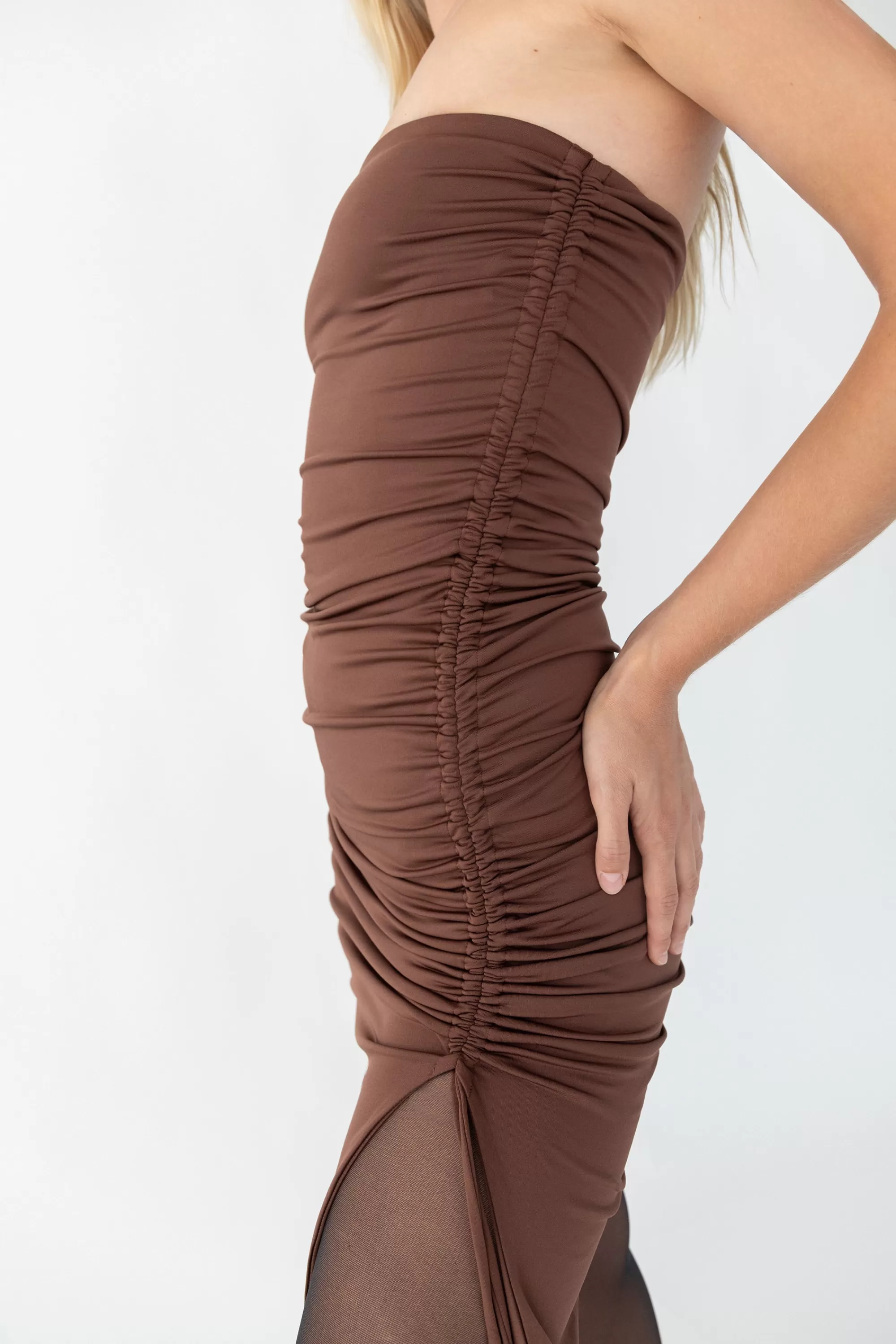 OAK + FORT TUBE MINI DRESS WITH RUCHED DETAIL | Women Dresses