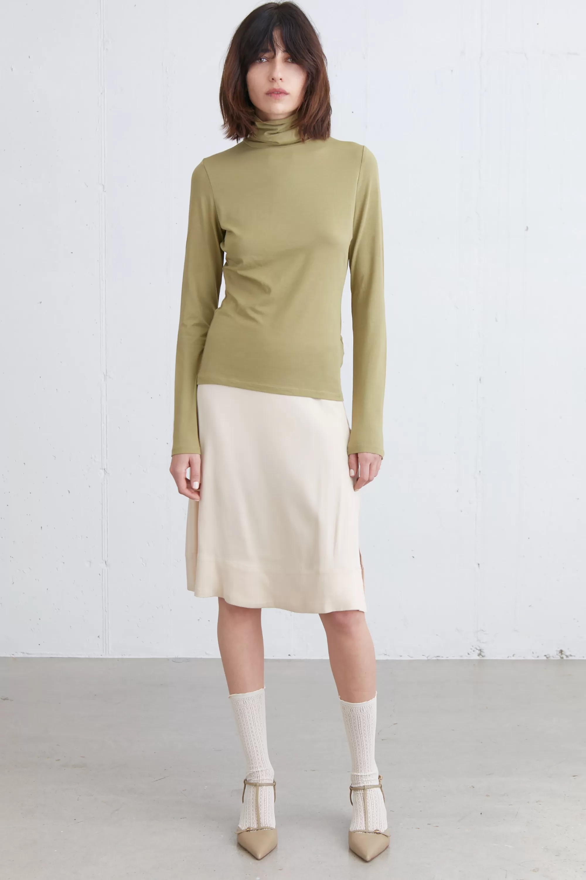 OAK + FORT TURTLENECK KNIT TOP | Women Tops