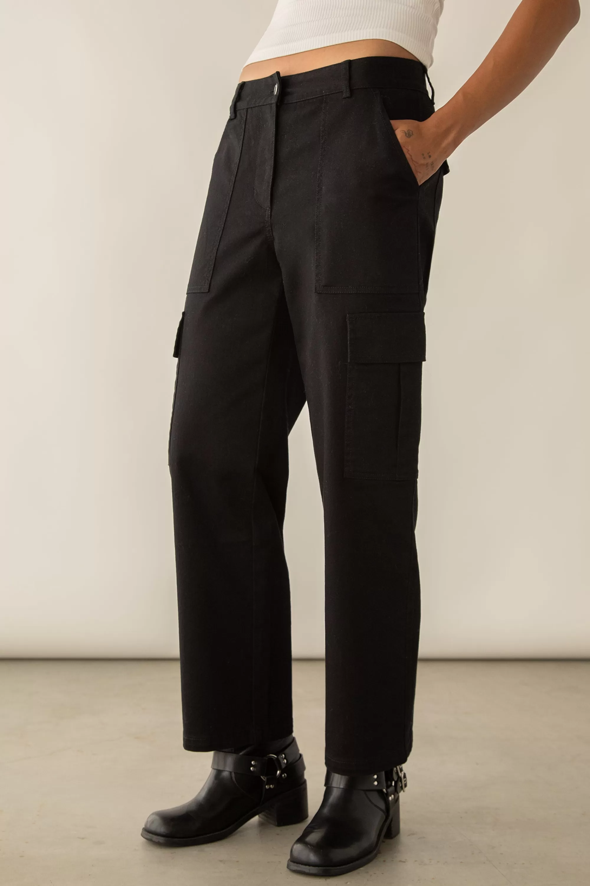OAK + FORT TWILL WIDE LEG CARGO PANT | Women Pants