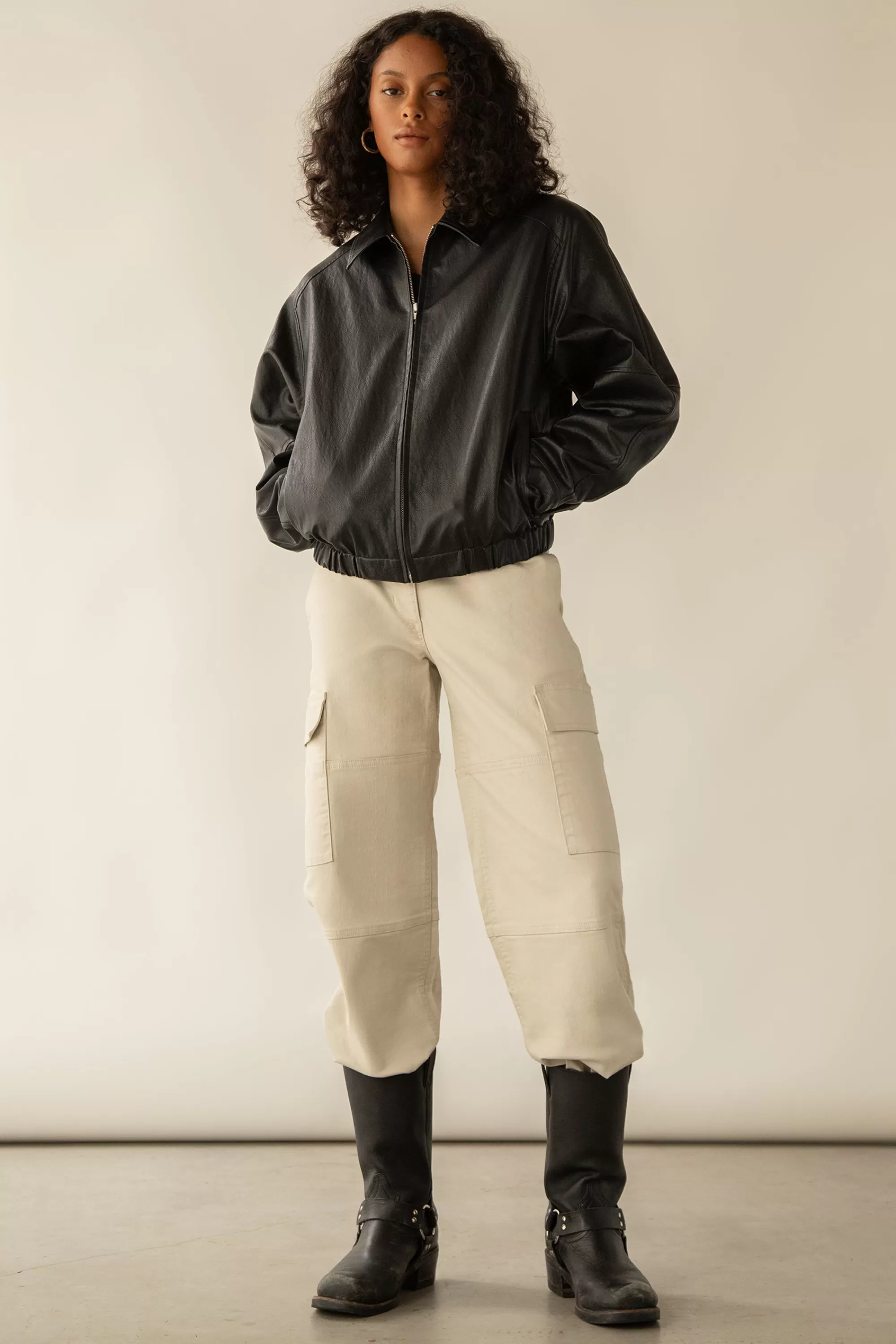 OAK + FORT TWILL WIDE LEG CARGO PANT WITH SHOCK CORD | Women Pants