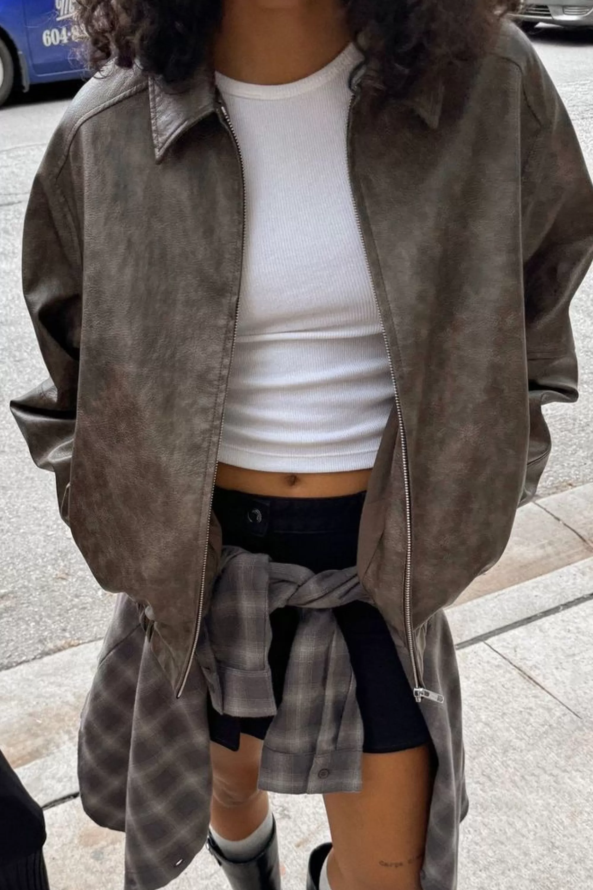 OAK + FORT VEGAN LEATHER BOMBER JACKET | Women Coats & Jackets