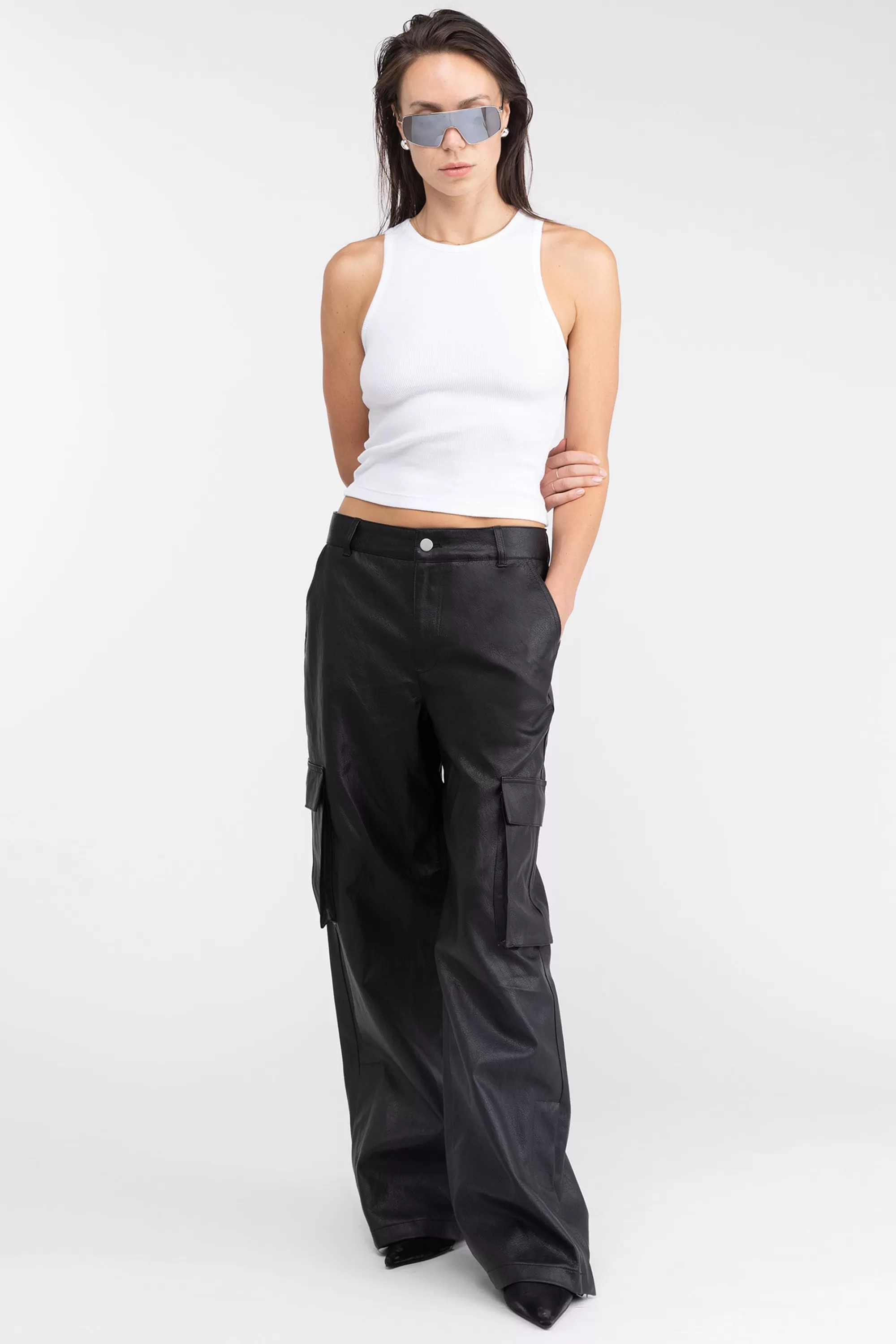 OAK + FORT VEGAN LEATHER CARGO PANT | Women Pants