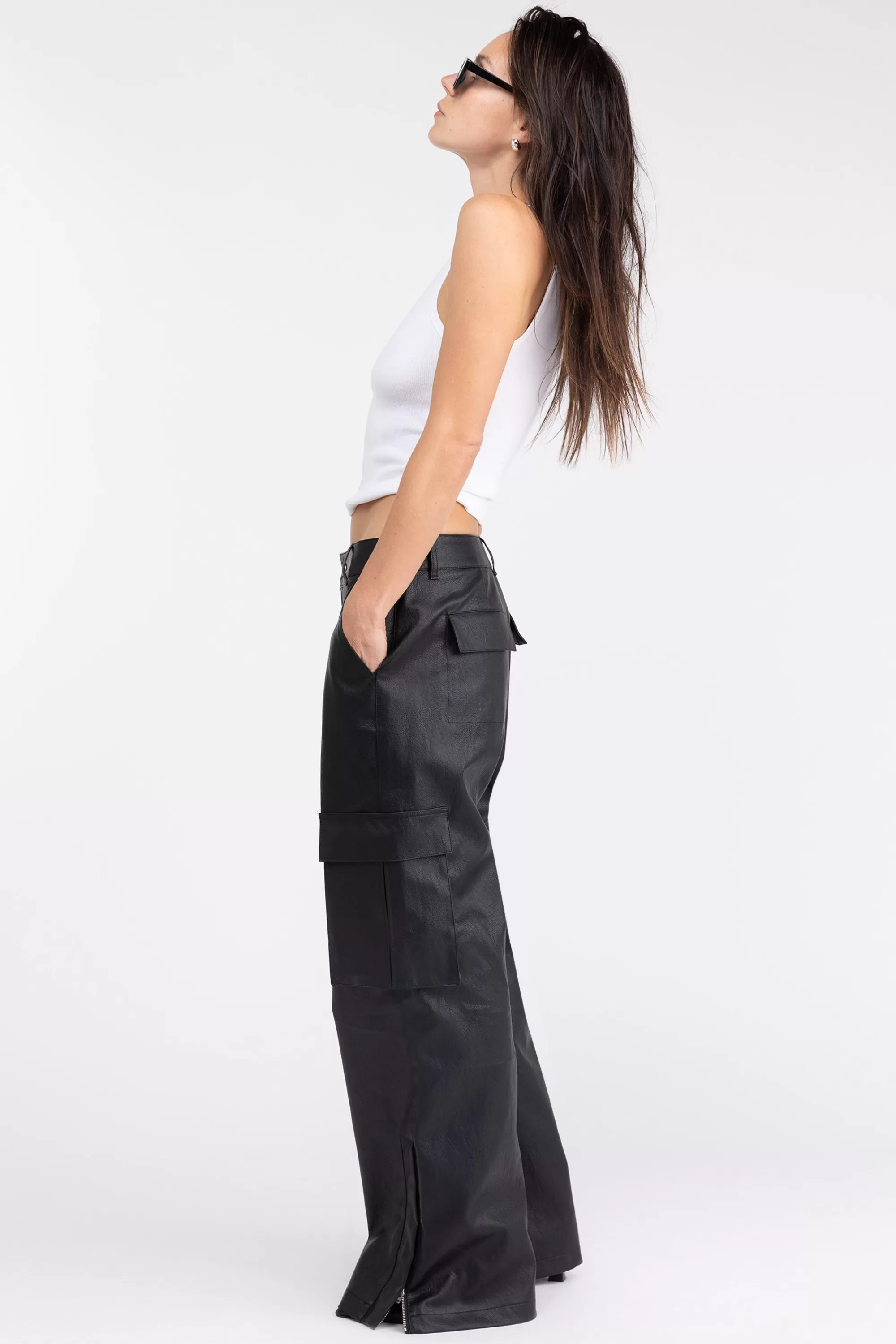 OAK + FORT VEGAN LEATHER CARGO PANT | Women Pants