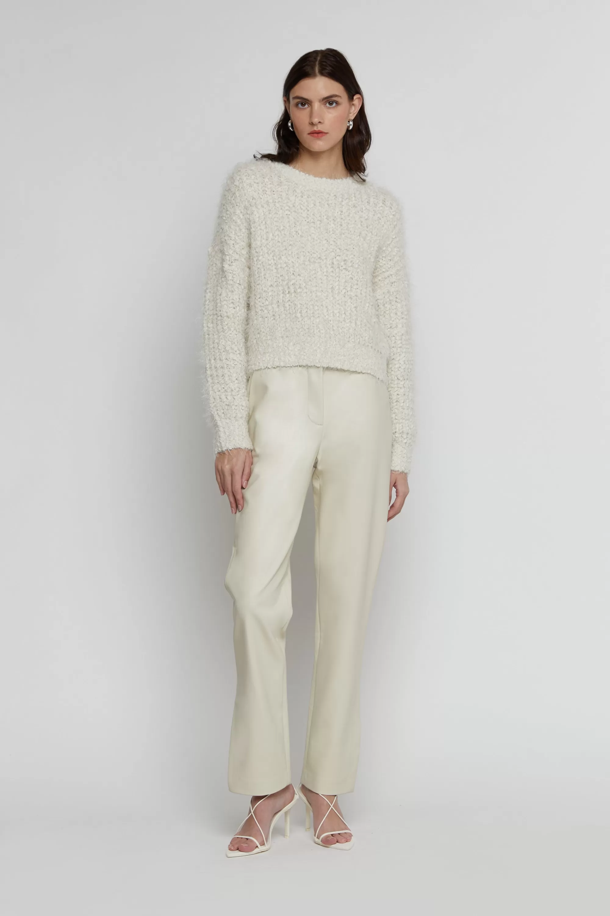 OAK + FORT VEGAN LEATHER PANT WITH SIDE SLIT | Women Pants