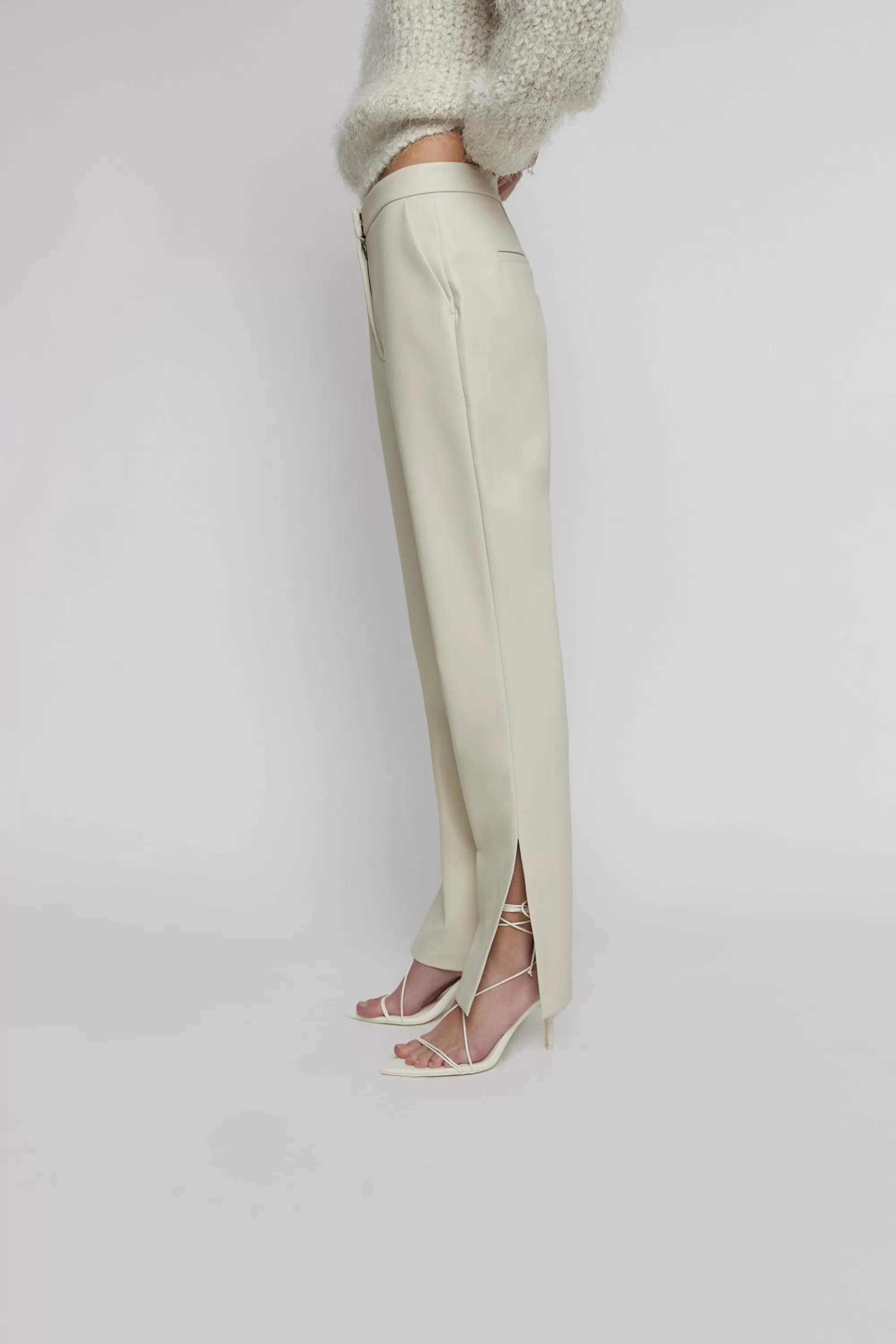 OAK + FORT VEGAN LEATHER PANT WITH SIDE SLIT | Women Pants