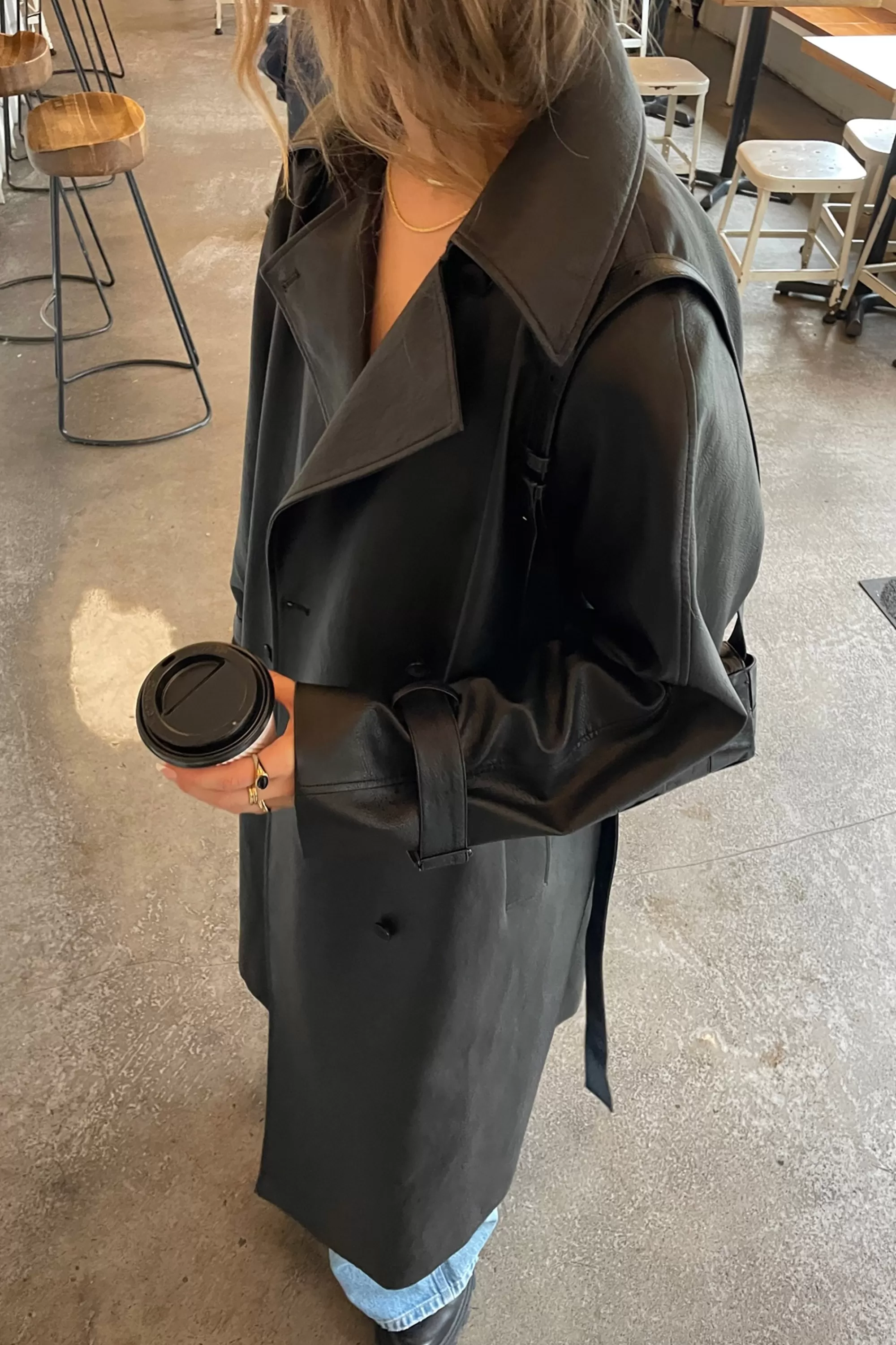 OAK + FORT VEGAN LEATHER TRENCH COAT | Women Coats & Jackets