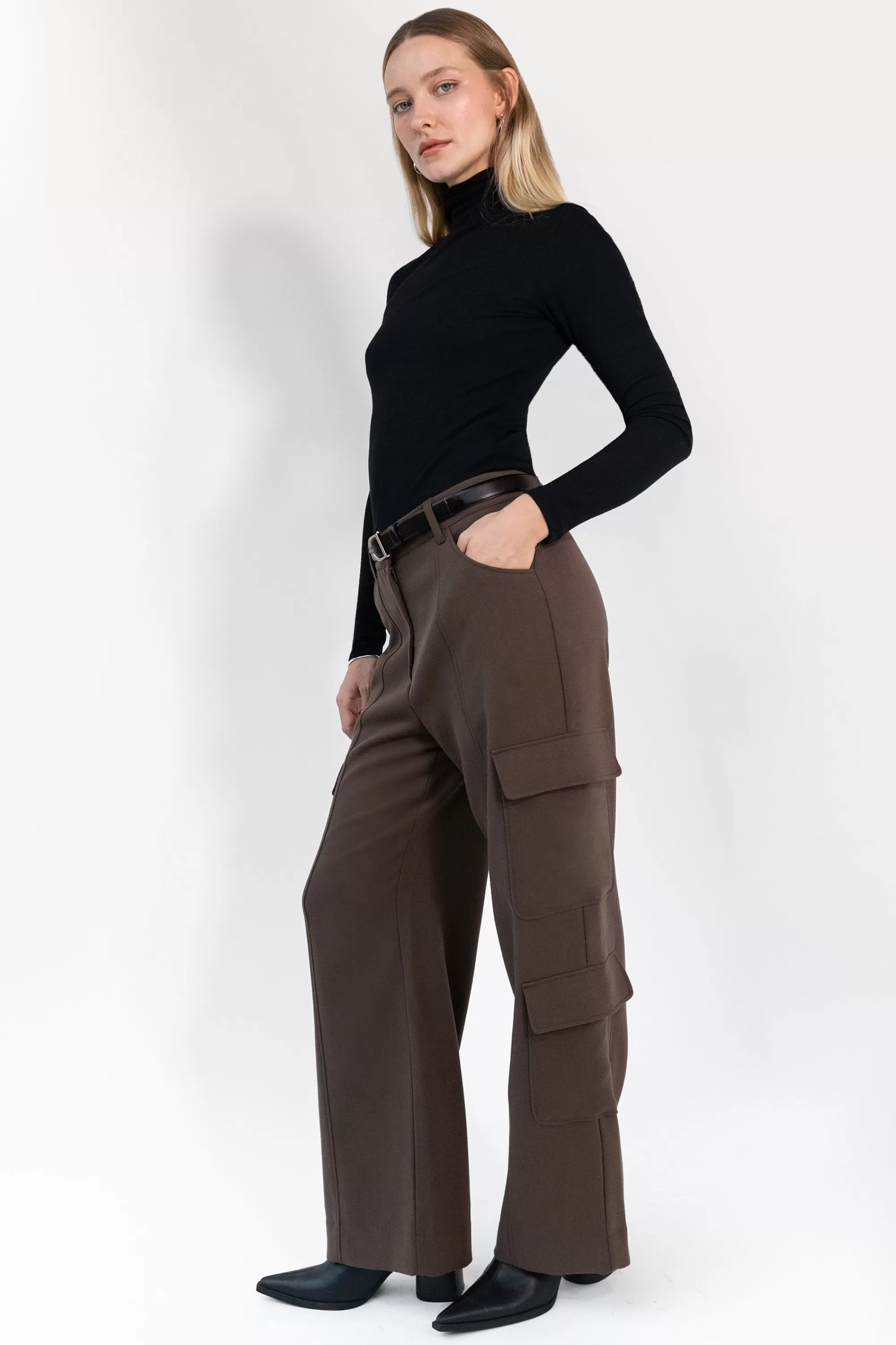 OAK + FORT WIDE LEG CARGO SUITING PANT | Women Pants
