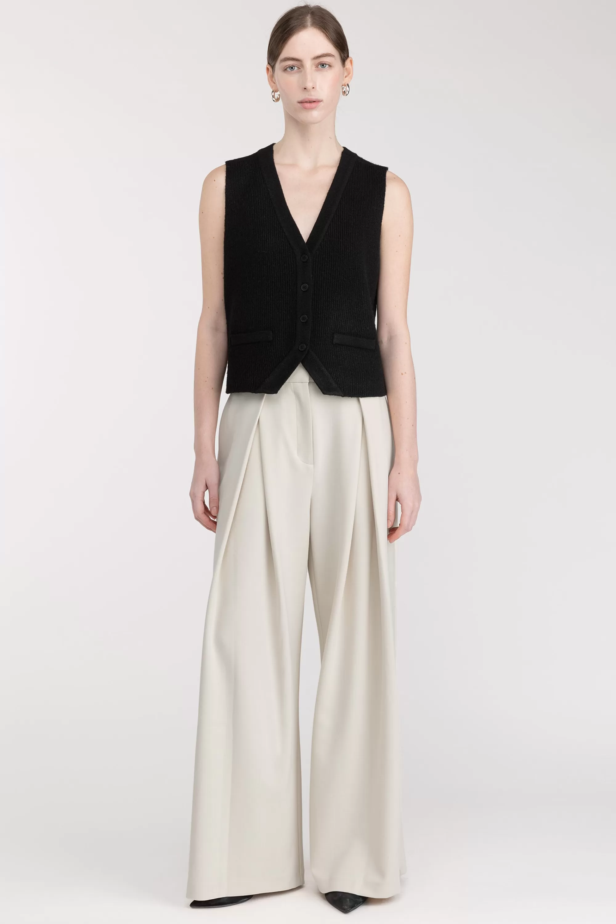 OAK + FORT WIDE LEG PANT WITH FRONT PLEAT | Women Pants