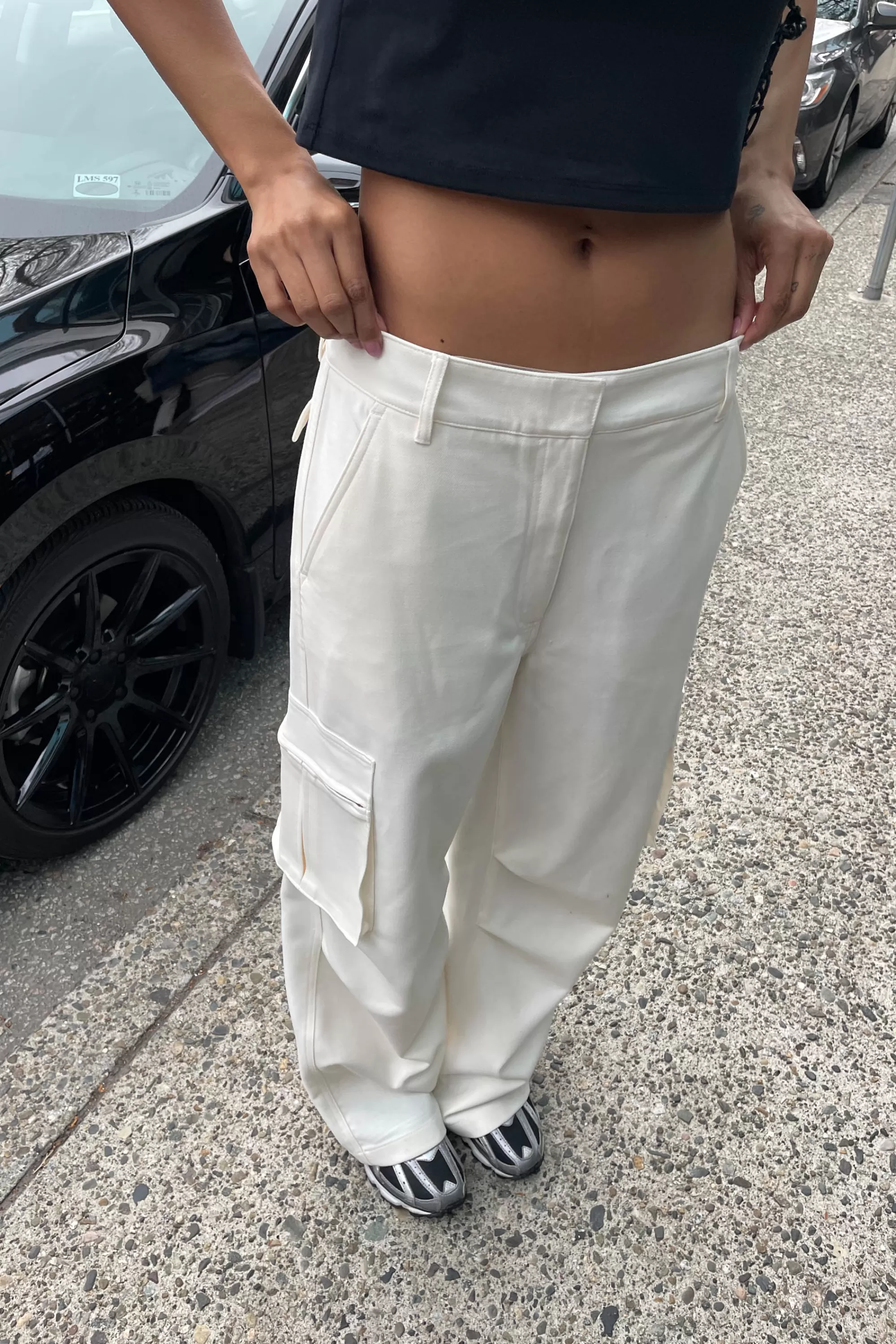 OAK + FORT WIDE LEG SUITING PANT WITH CARGO POCKETS | Women Pants